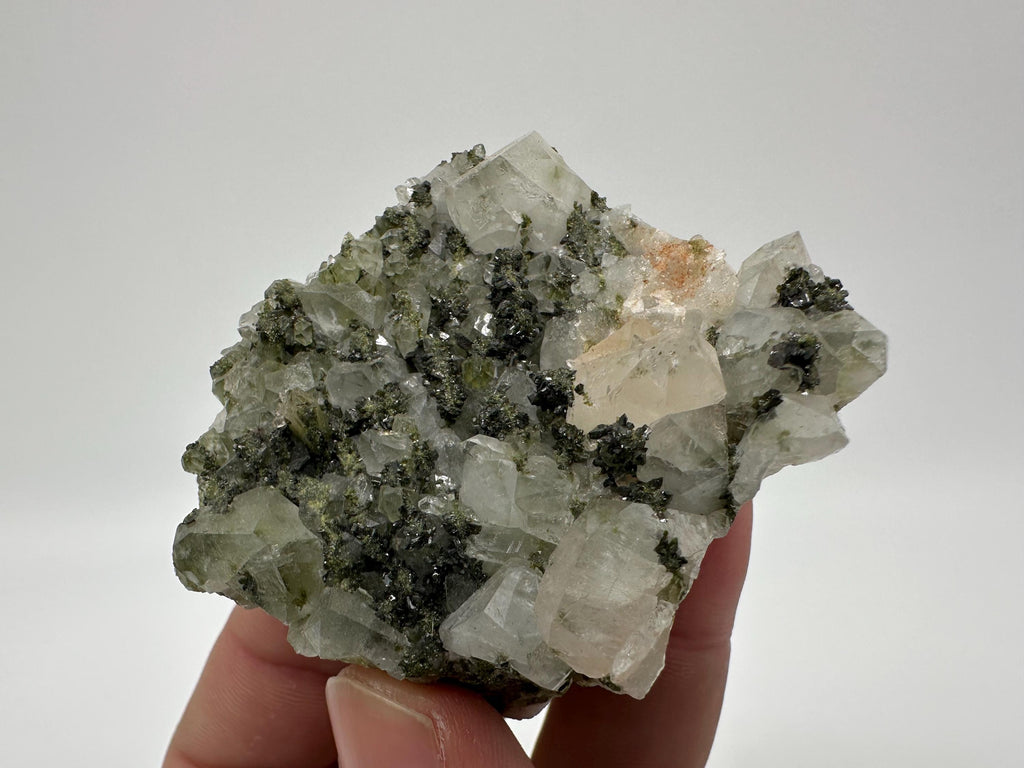 Rare Green Epidote with Quartz Crystals: Eastern Anatolian Mineral Decor