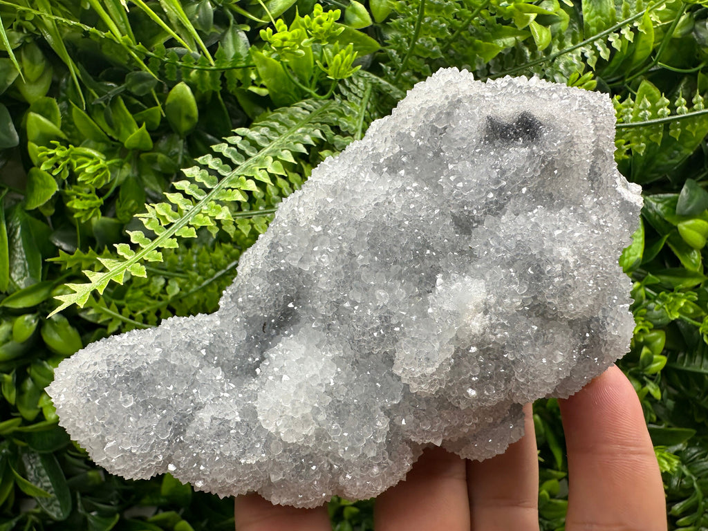 Blue Chalcedony Quartz Cluster, Chlorite Inclusions, Bulgaria Crystal Decor