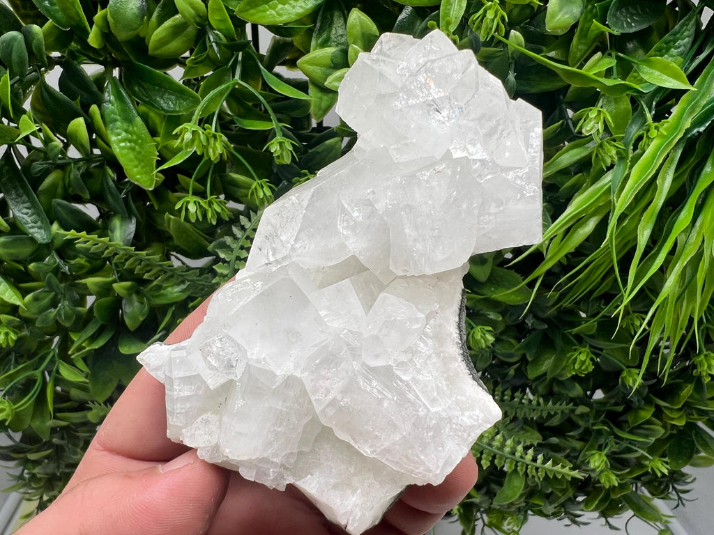 Apophyllite on Chalcedony Specimen: Transparent Crystal, India Minerals