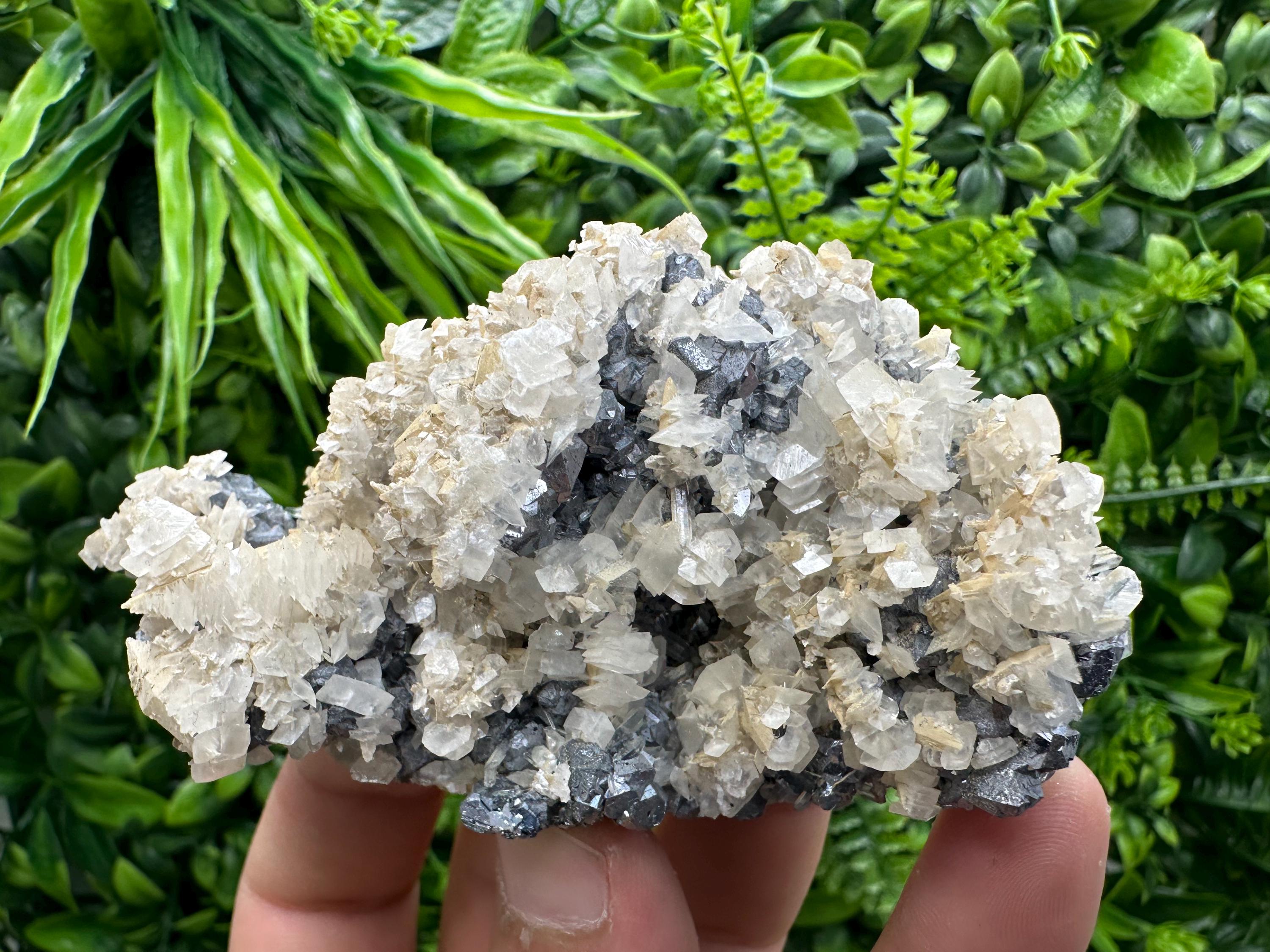 Galena Quartz Calcite Cluster, Bulgaria Mineral Specimen (10/6/4 cm)