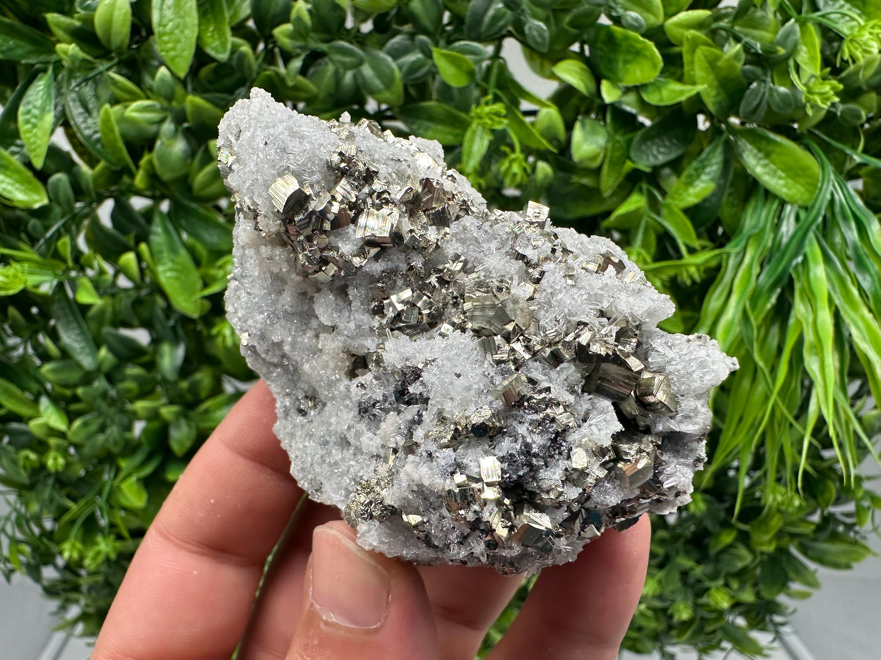 Stunning Pyrite on Quartz,Calcite from Borieva mine,Madan,Bulgaria,natural,collectible mineral specimen,home decor stone,collection crystal