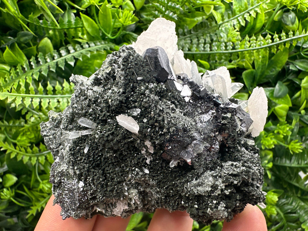 Sphalerite on Quartz: Natural Mineral Specimen, Home Decor Stone