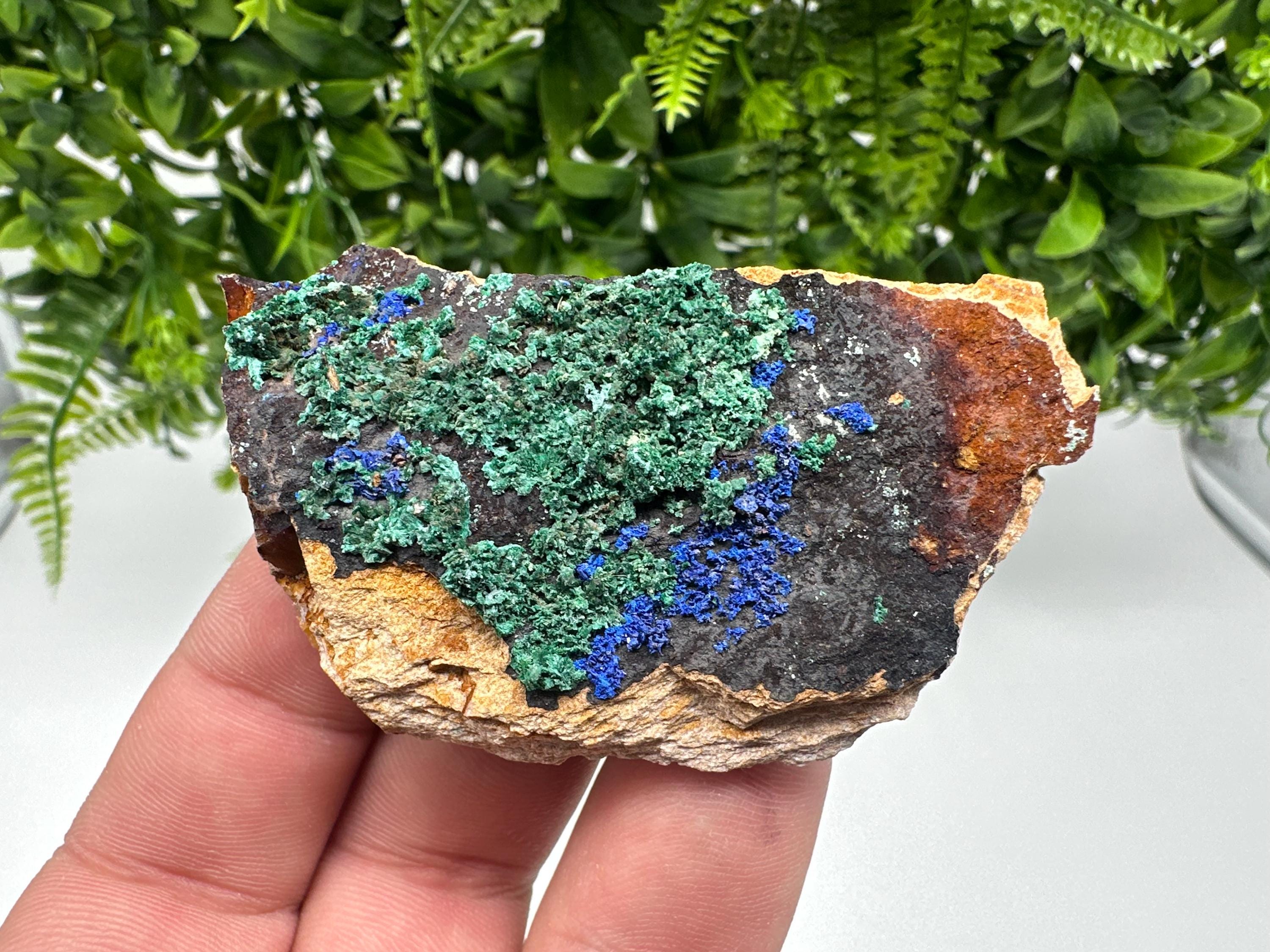 Moroccan Azurite Malachite Specimen: Rare Crystal Mineral Decor