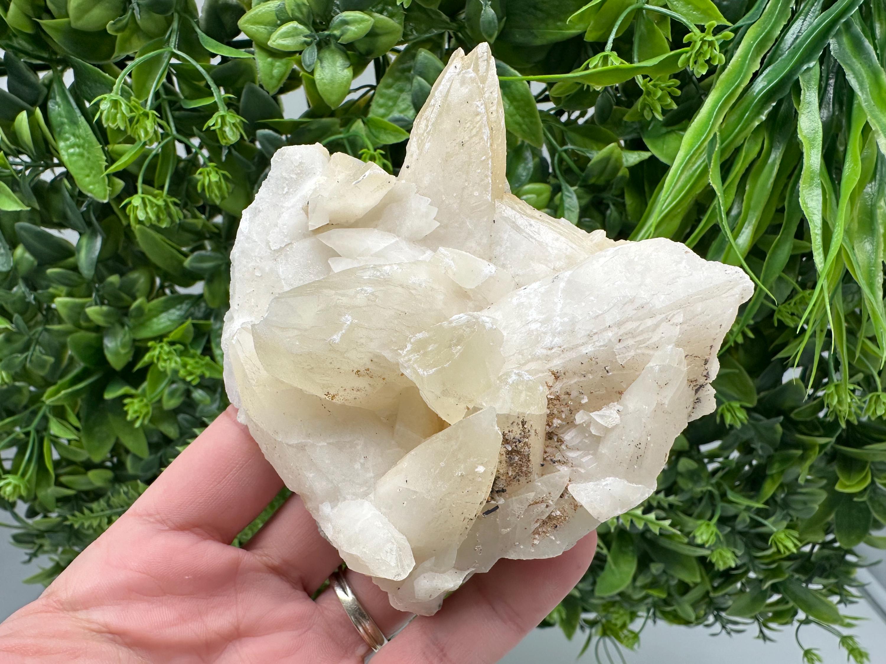 Calcite on Green Quartz: Laki Bulgaria Healing Crystal