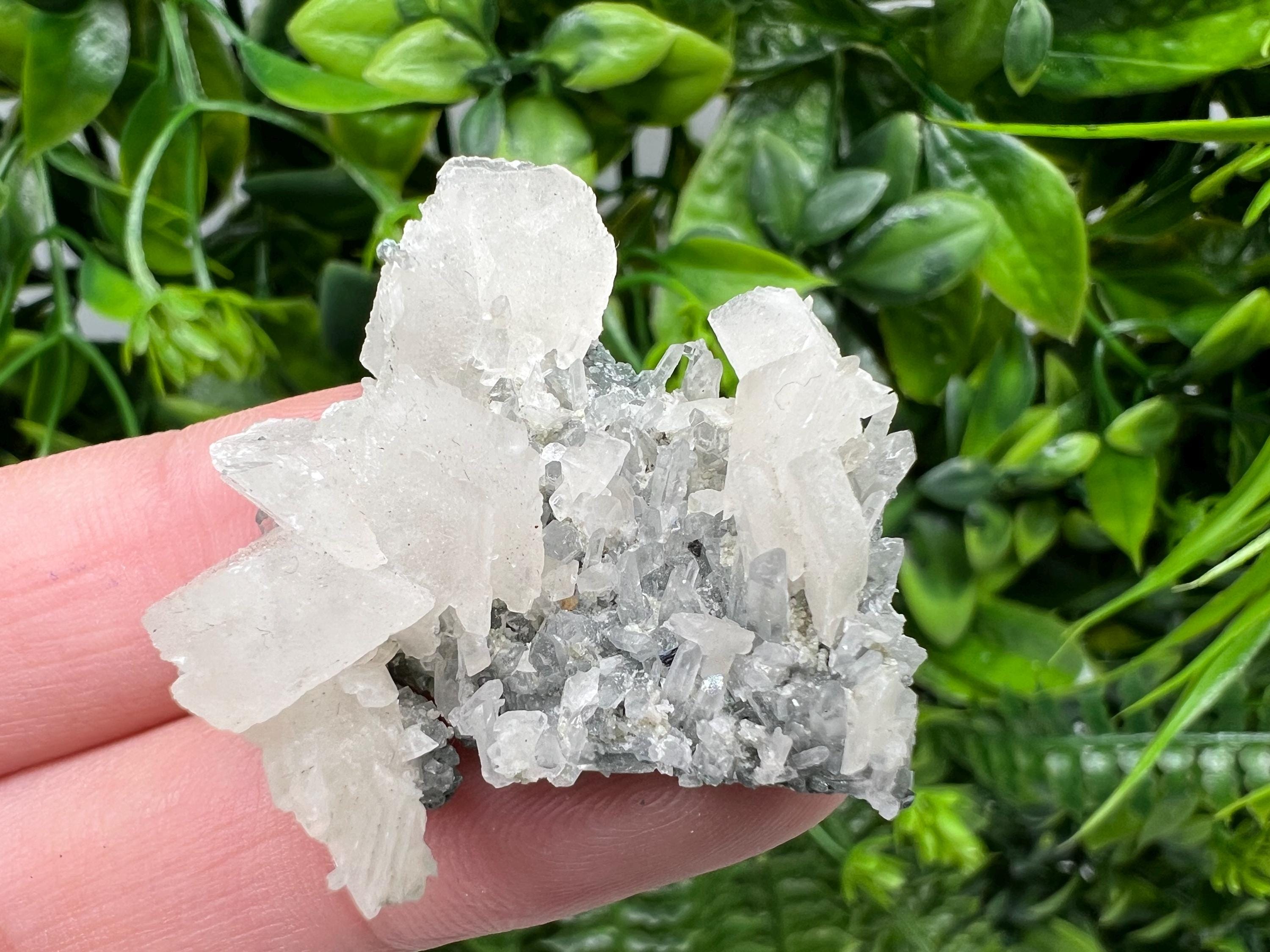 Calcite on Quartz Crystal Cluster - Borieva Mine, Bulgaria