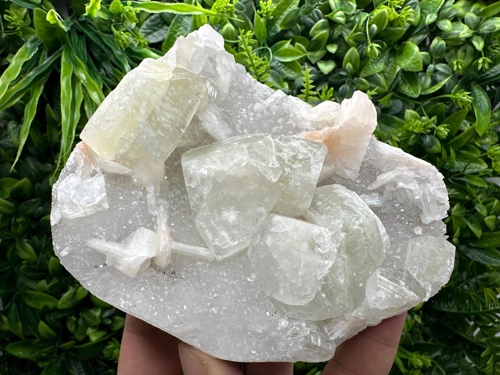 Apophyllite Stilbite on Chalcedony, India Crystal Specimen
