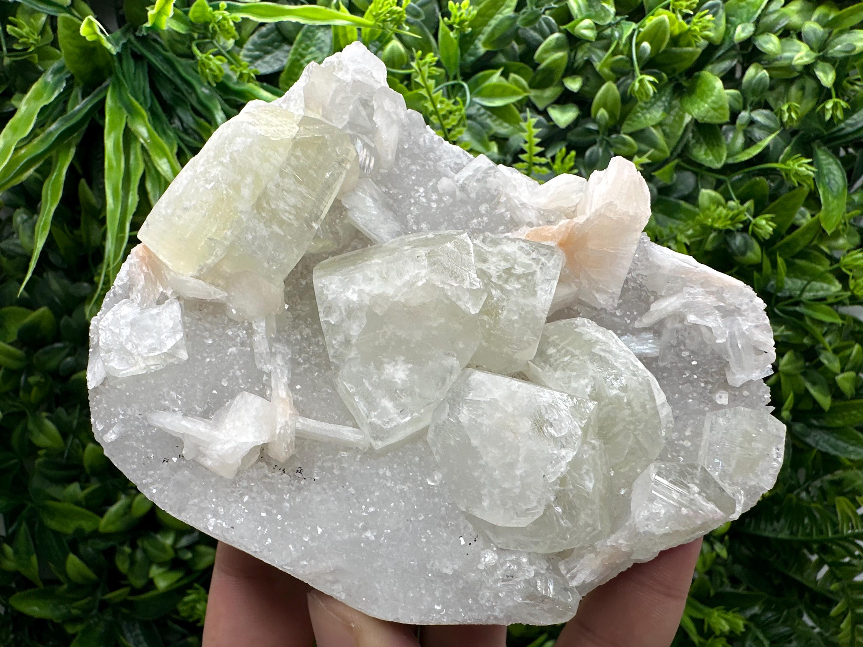 Apophyllite Stilbite on Chalcedony, India Crystal Specimen