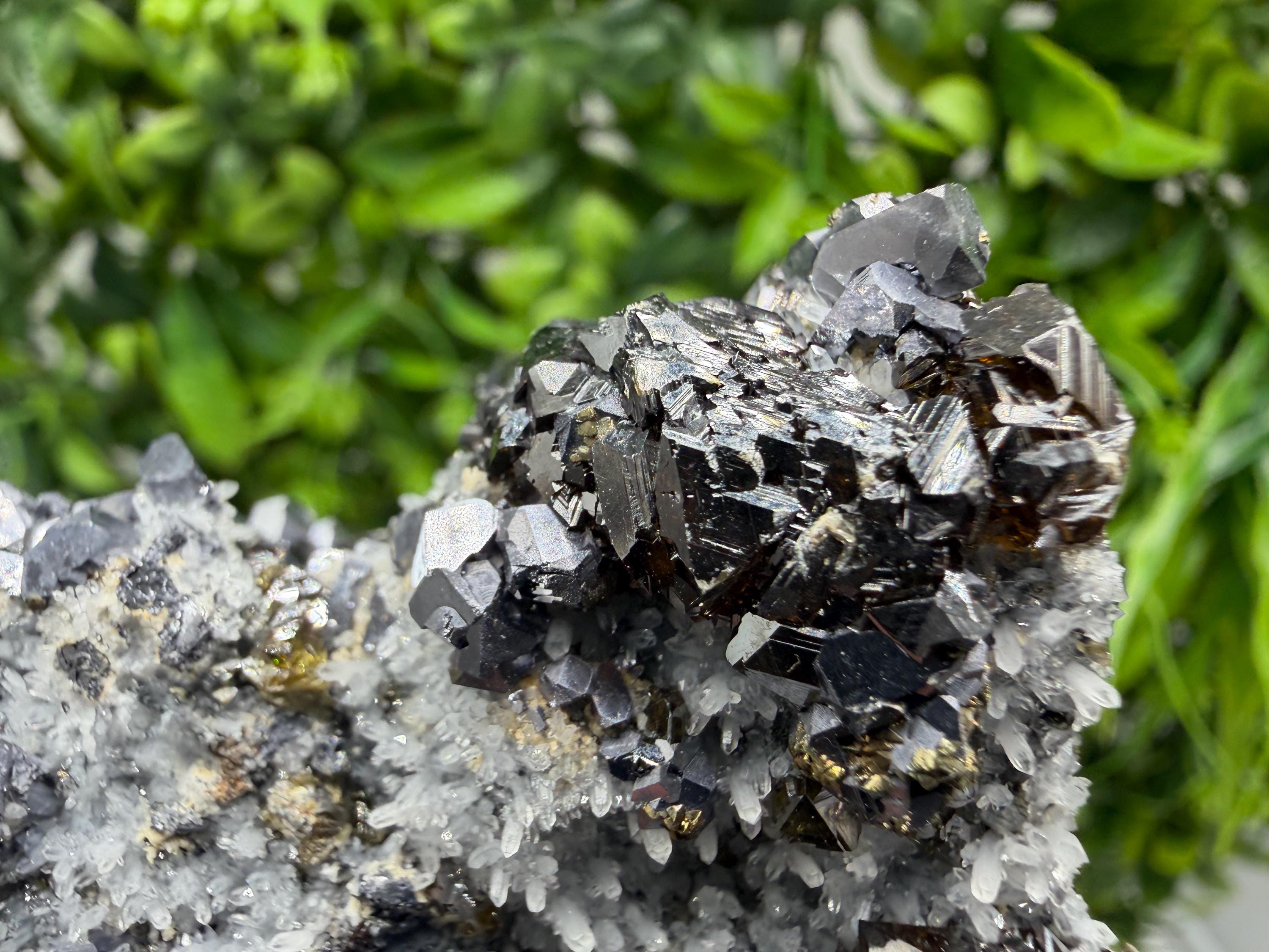 Sphalerite Cleiopfane on Quartz Mineral Specimen, Krushev Dol Mine, Bulgaria Home Decor Stone