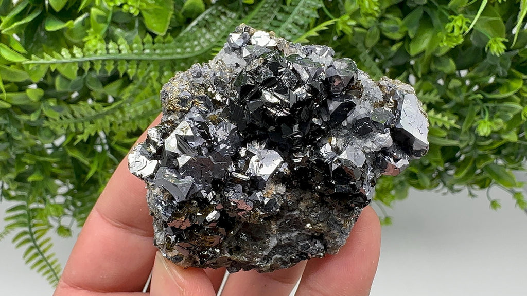 Mirror Galena with Cleiopfane on Chalcedony, Krushev dol Mine, Bulgaria