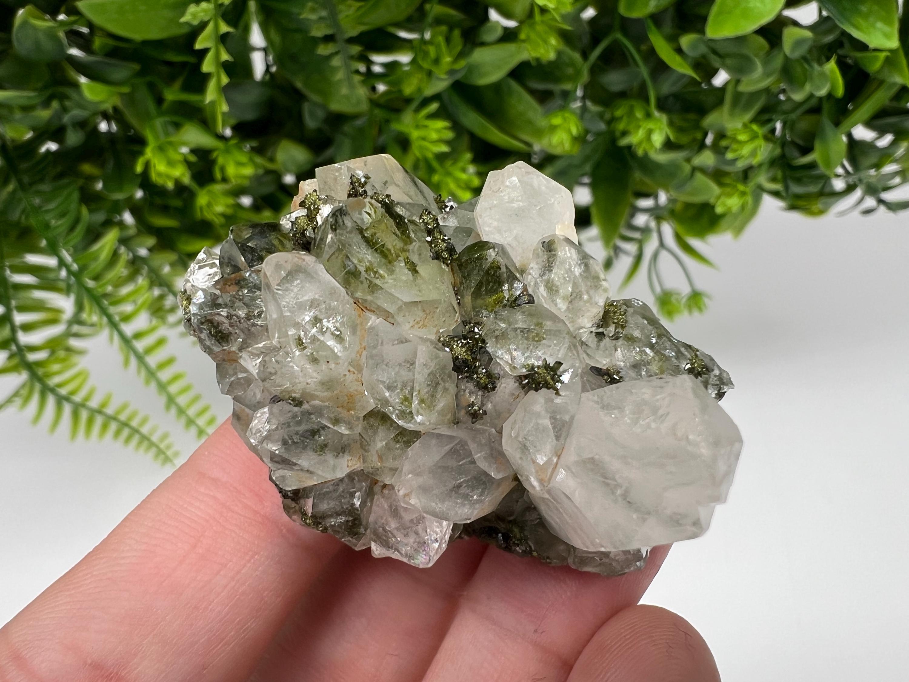LARGE, Green Epidote with Quartz Crystals - Extremely Sparkly with Rainbows,souvenirs collection stone,gift,decor, Eastern Anatolian, Turkey