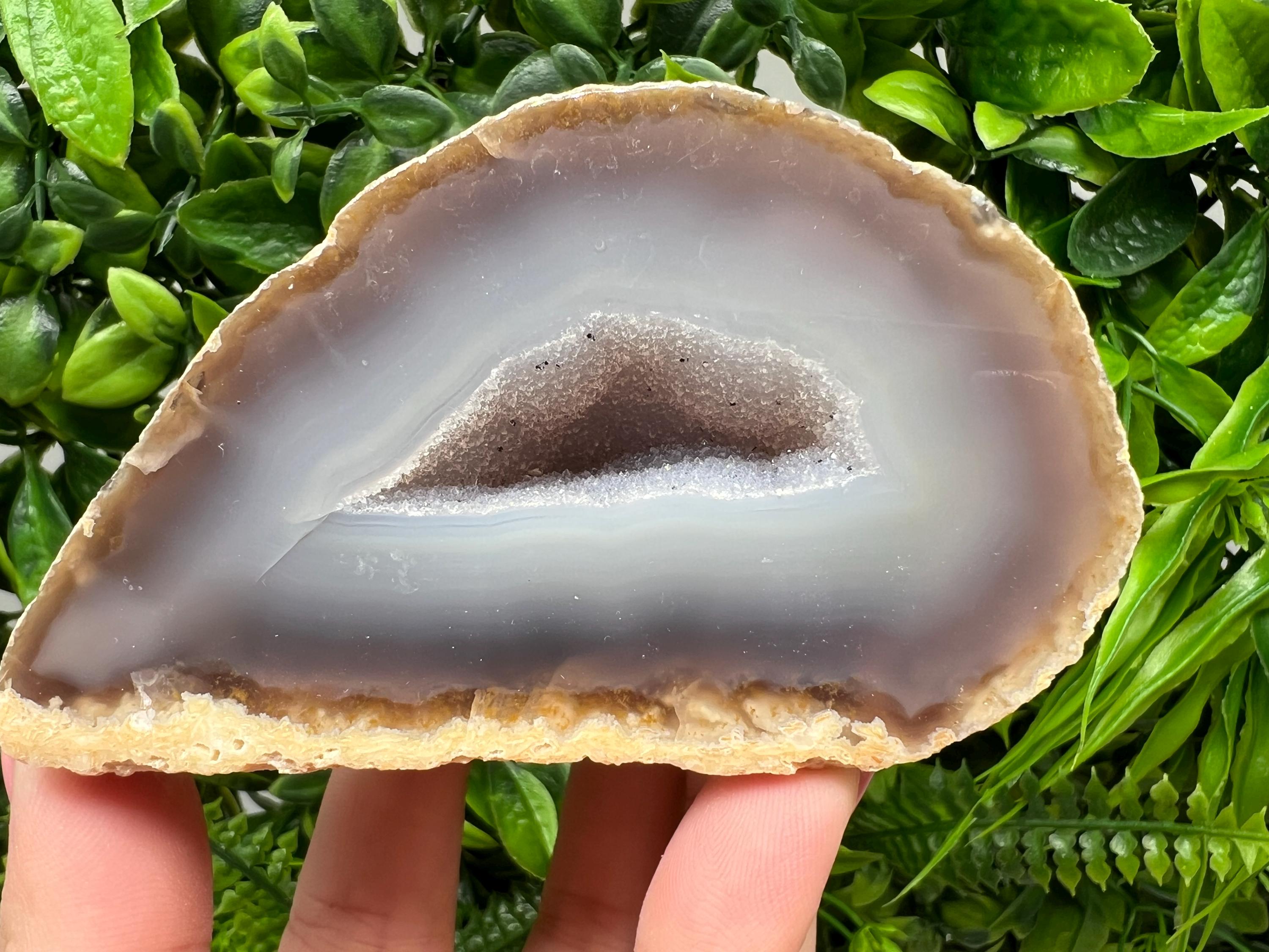 Blue Agate Druzy Geode, Natural Crystal Quartz