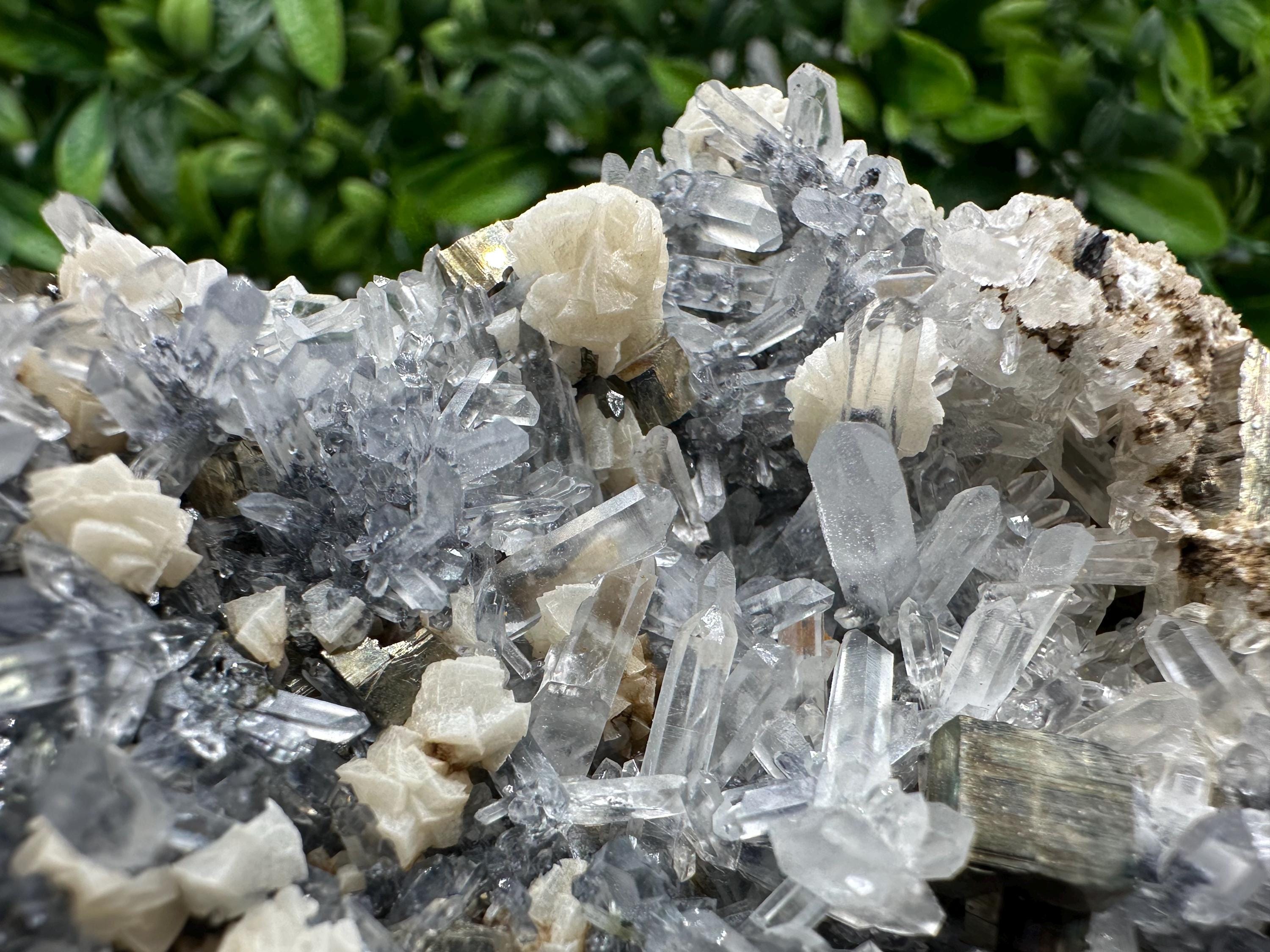 Pyrite Quartz Calcite Mineral Specimen, Bulgaria Home Decor Stone