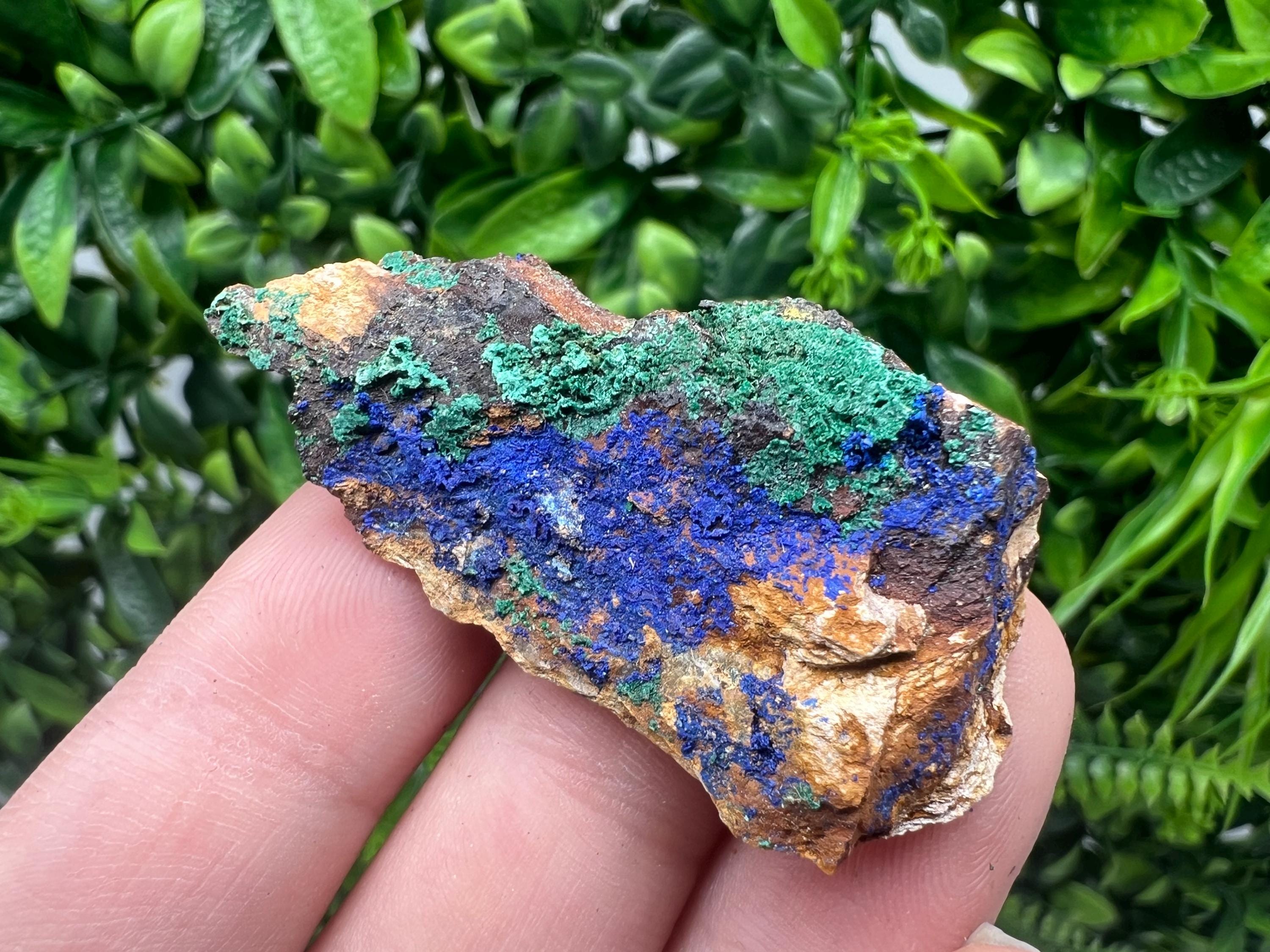 Azurite Malachite Mineral Specimen: Moroccan Blue Green Crystal, Home Decor