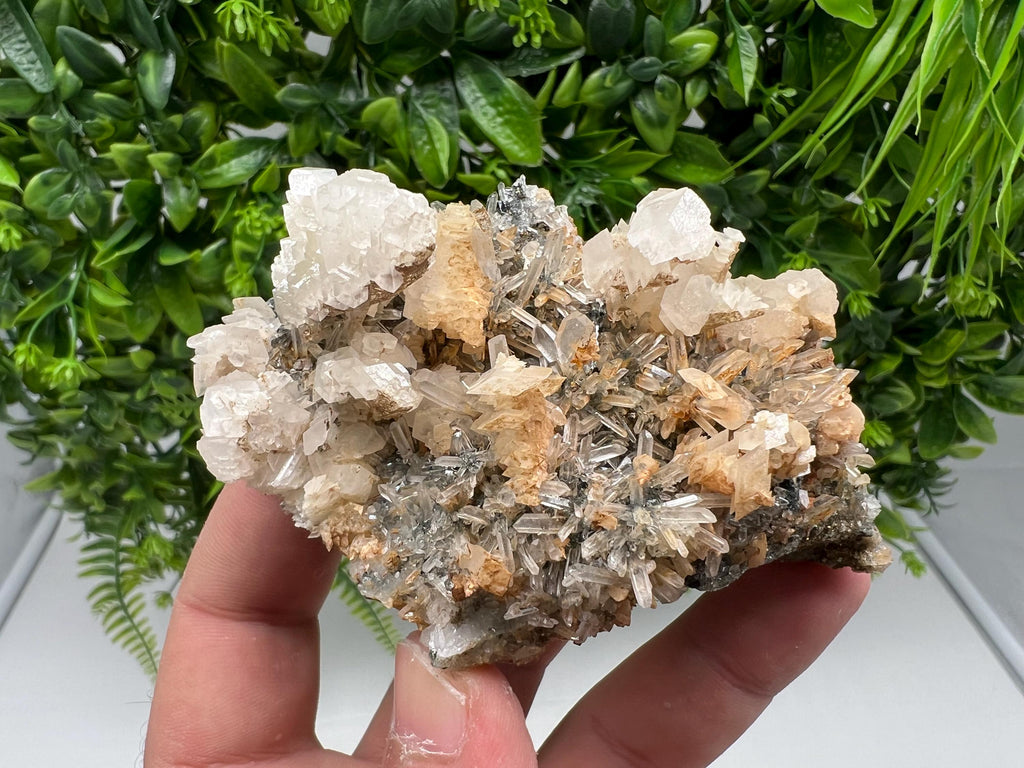 Wonderful Calcite on Quartz white Sphalerite, from Borieva mine,Bulgaria,natural,collection mineral specimen,Home decor crystal,gift,healing