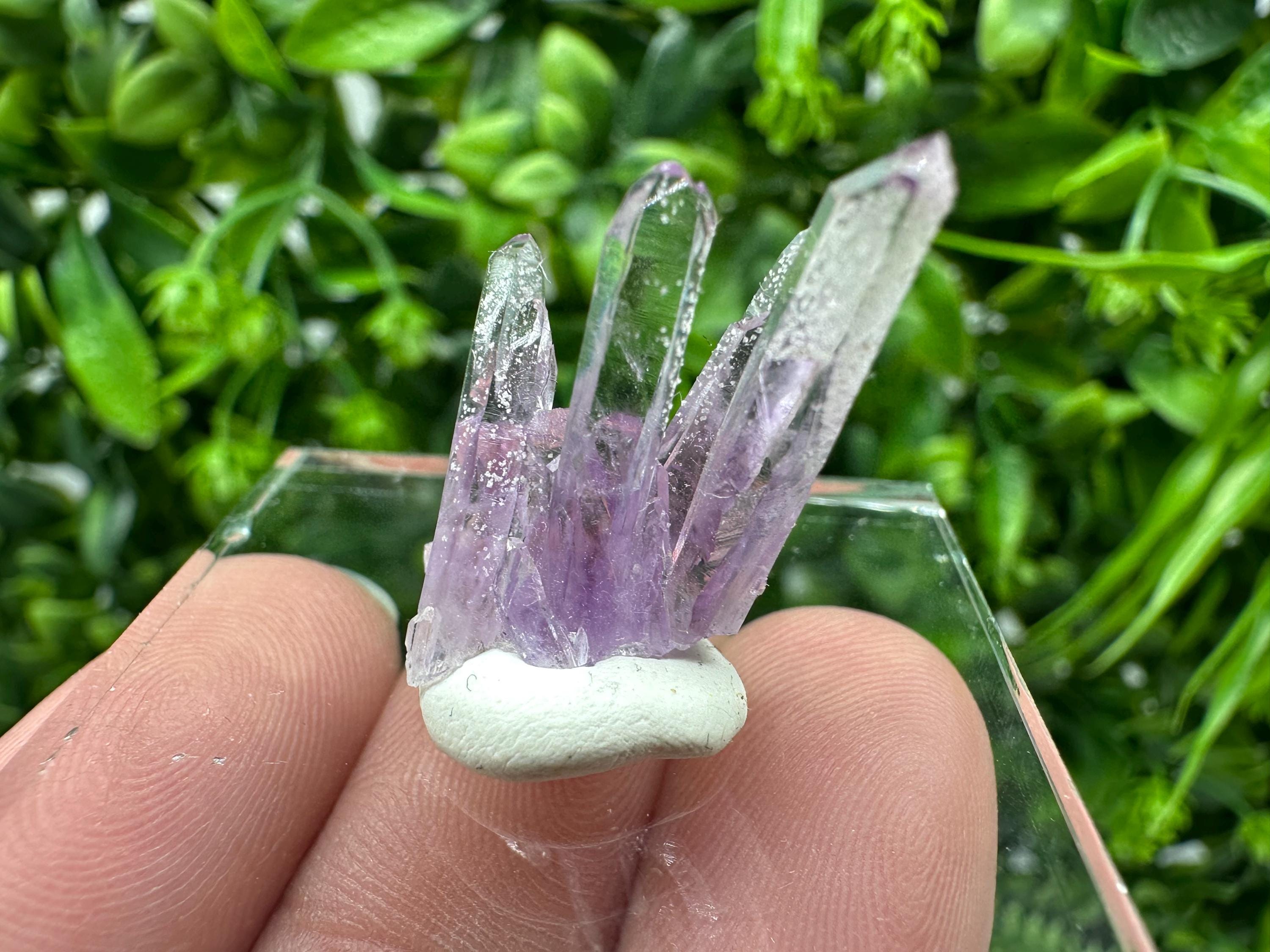 Phantom Amethyst Crystal with Cerussite, Bulgarian Mineral Specimen