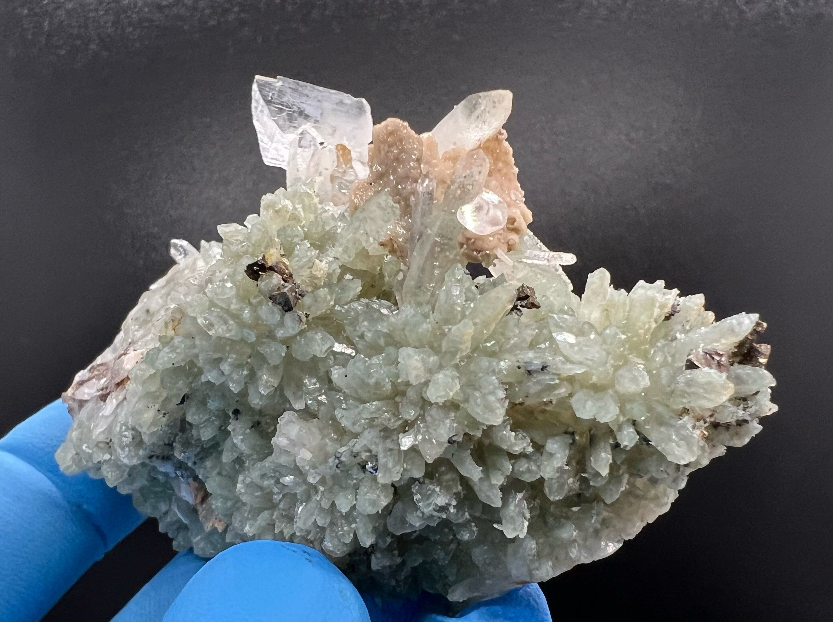 Green Quartz with Chlorite and Calcite: Natural Minerals Souvenir