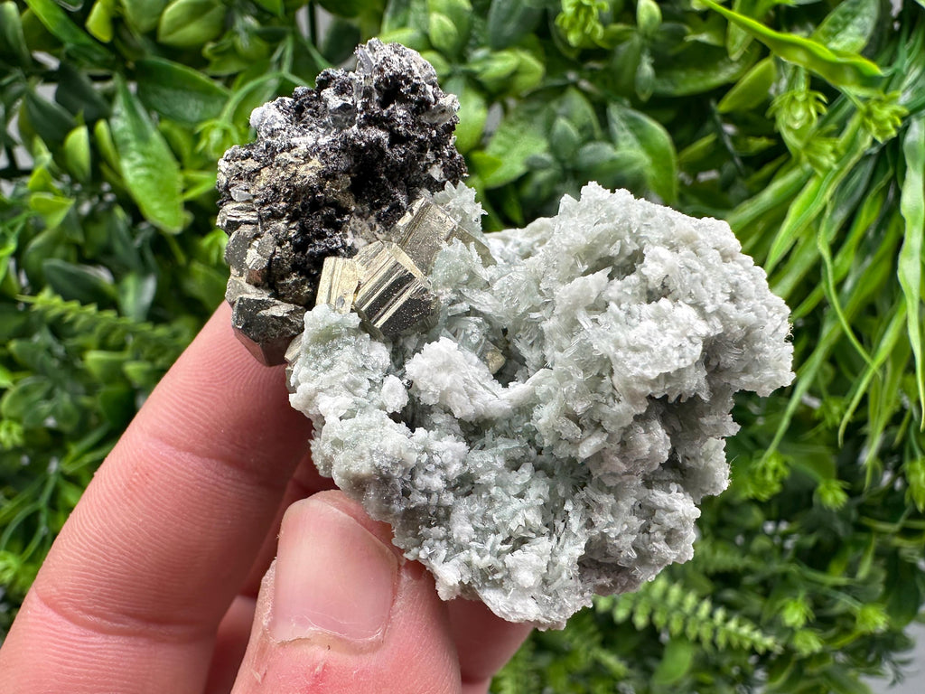 Red Pyrite on Green Quartz, Sphalerite Specimen, Borieva Mine