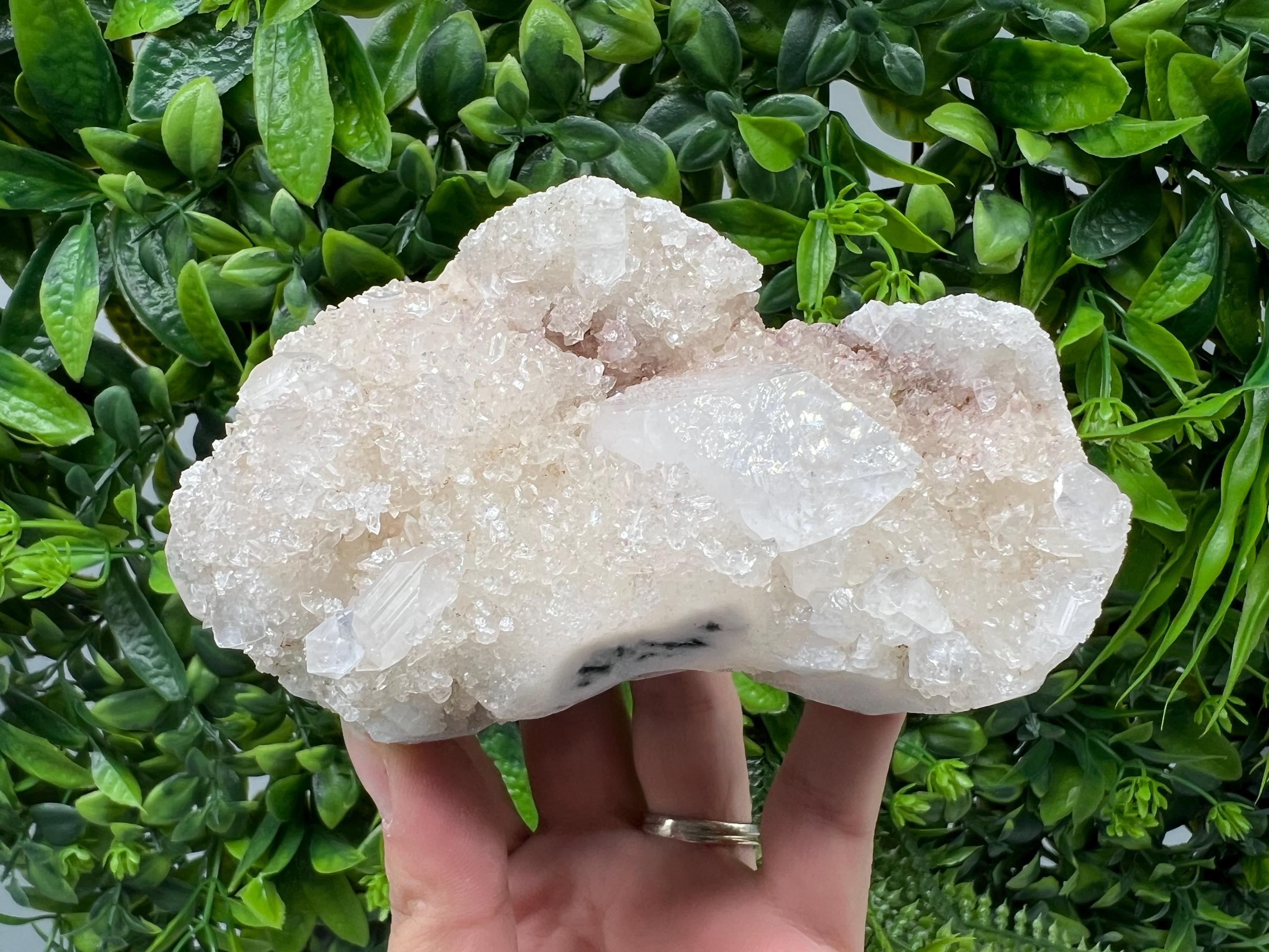 Apophyllite on Chalcedony Specimen, India Minerals, Crystal Stone
