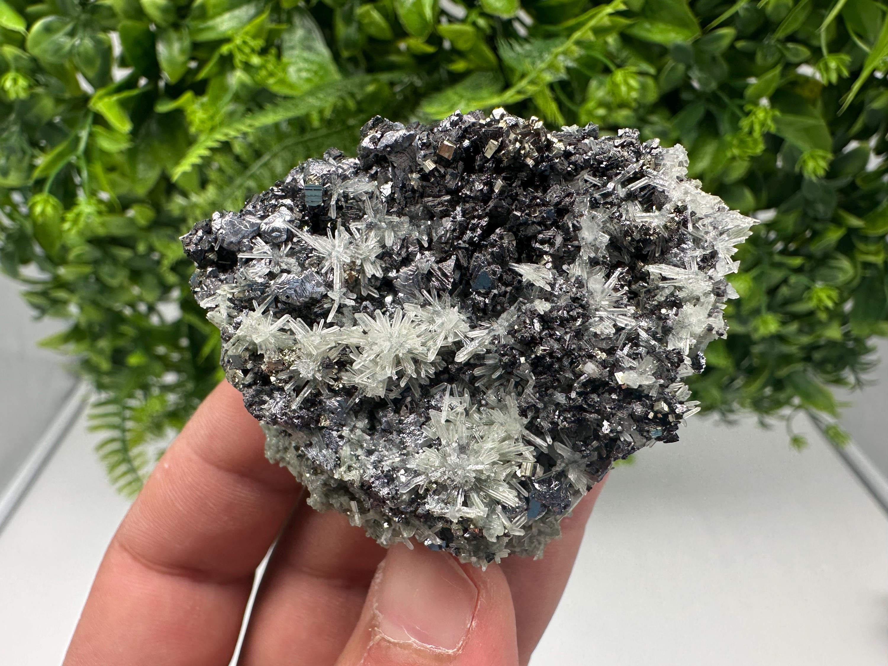 Pyrite on Green Quartz, Rare Mineral Specimen, Bulgaria