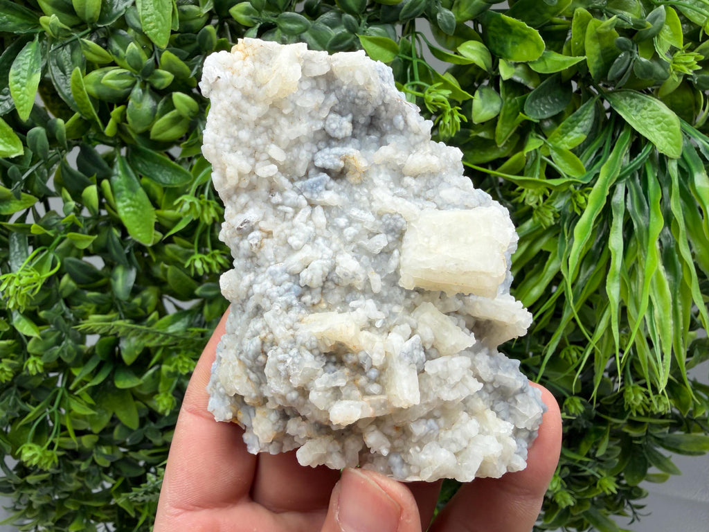 Rare Fluorescent Calcite after Barite on Chalcedony - Androvo Mine, Bulgaria