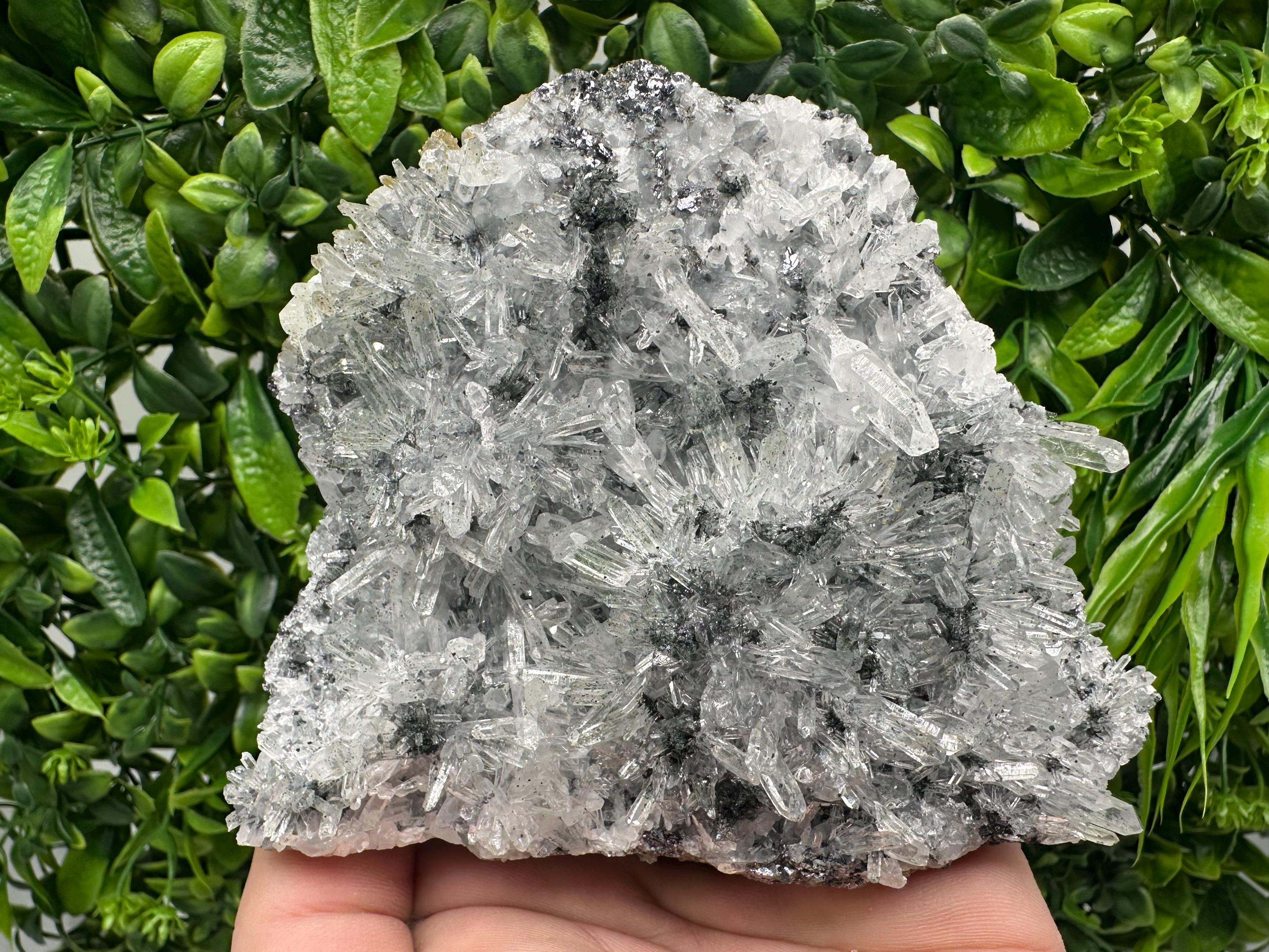Quartz Cluster with Black Sphalerite, Home Decor Stone