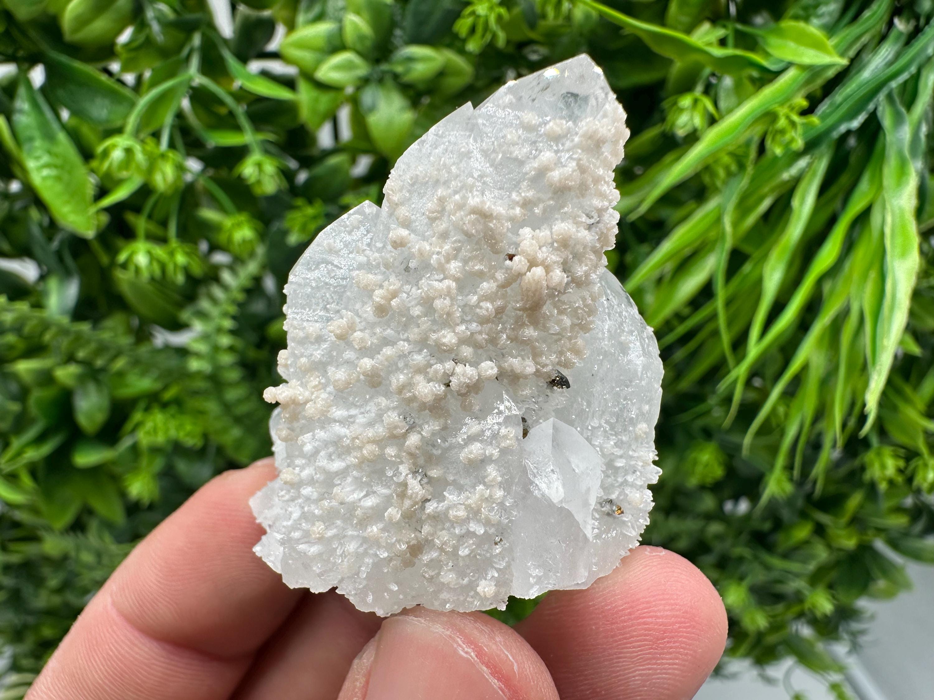 Calcite on Quartz,Pyrite Mineral Specimen Krushev dol  Mine, Bulgaria