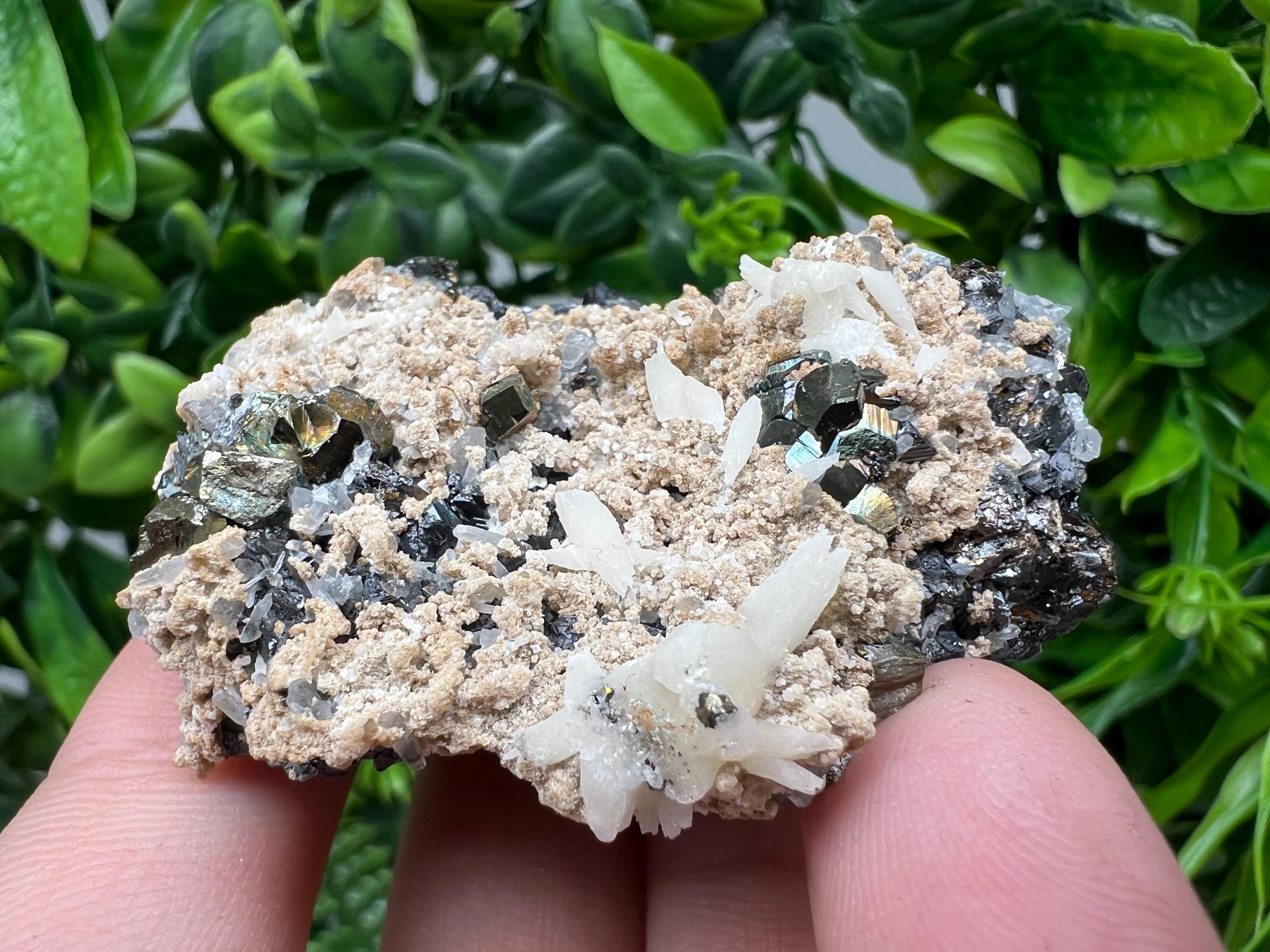 Rainbow Pyrite Calcite Specimen: Rare Madan Bulgaria Mineral
