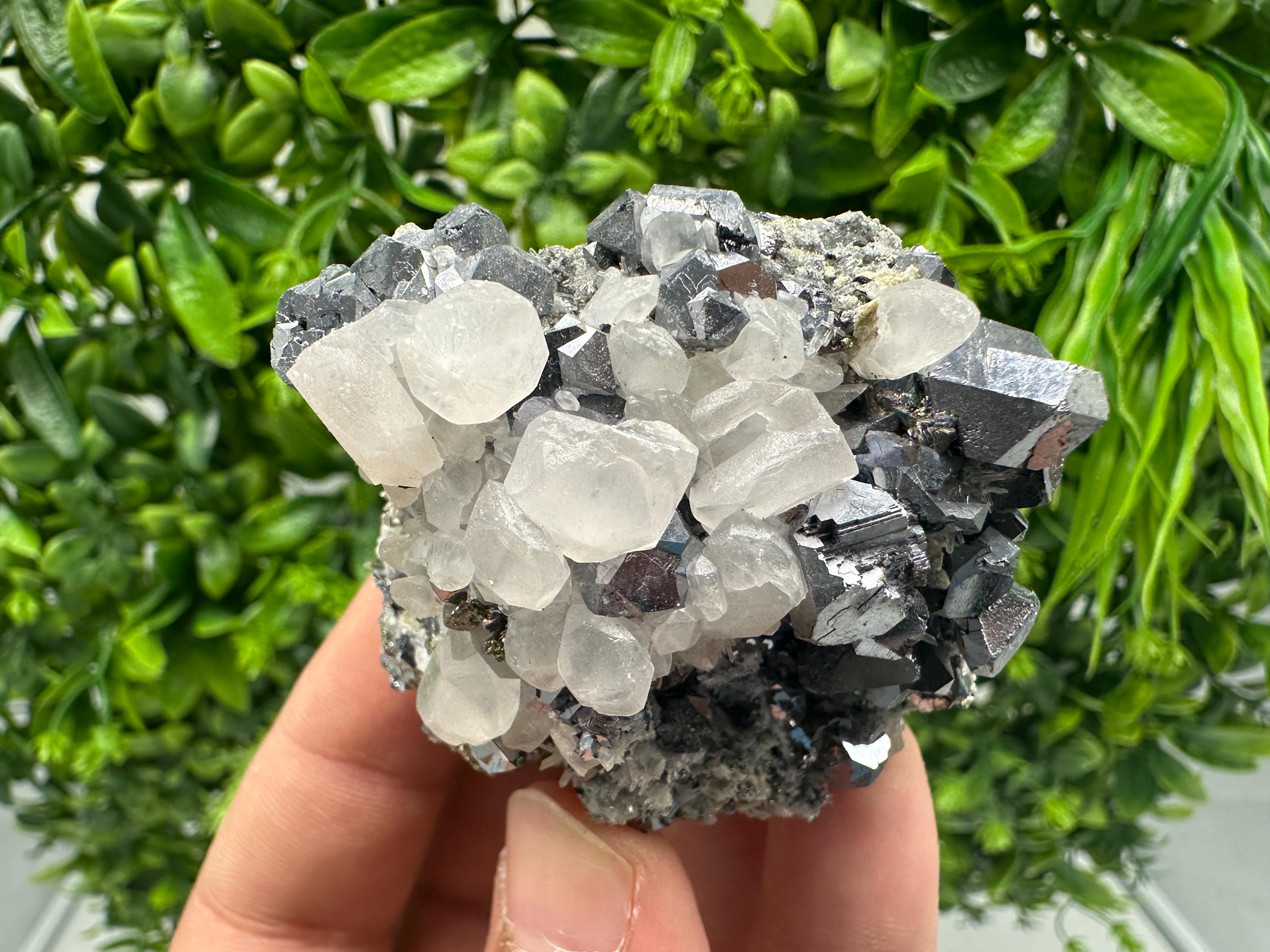 Wonderful Shiny Galena,Chalcopyrite on Calcite From Borieva mine,Bulgaria,Natural,collection mineral specimen,gift,home decor crystal,clust