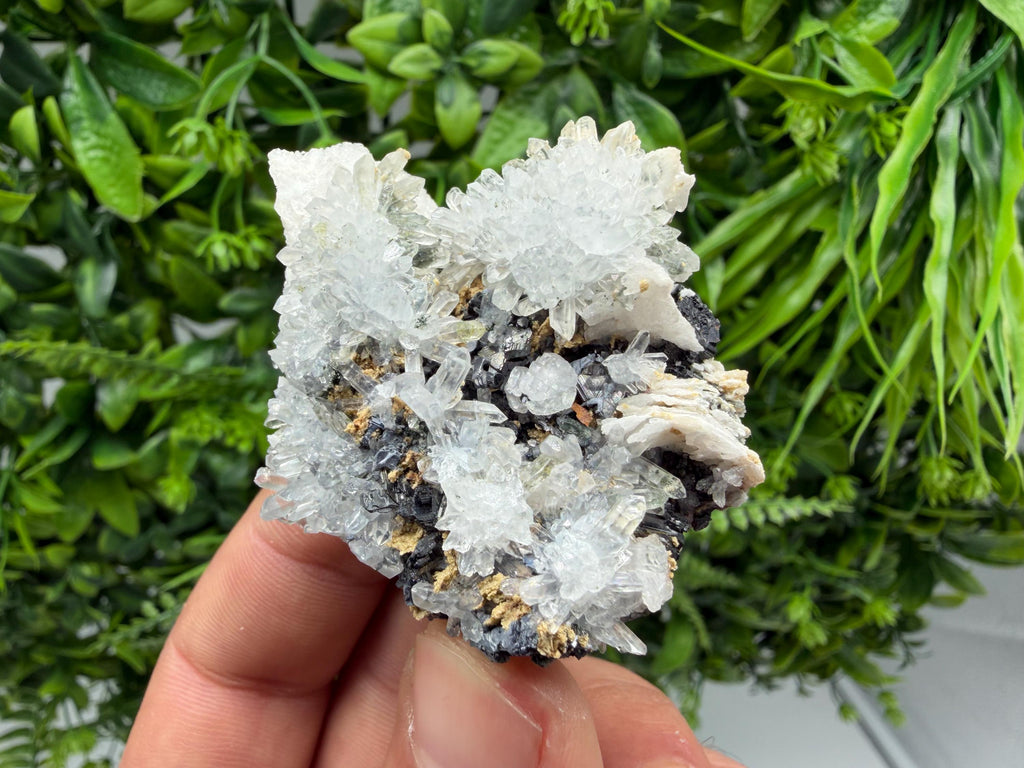 Chalcopyrite Galena Sphalerite Calcite on Quartz, Madan Bulgaria Mineral Specimen
