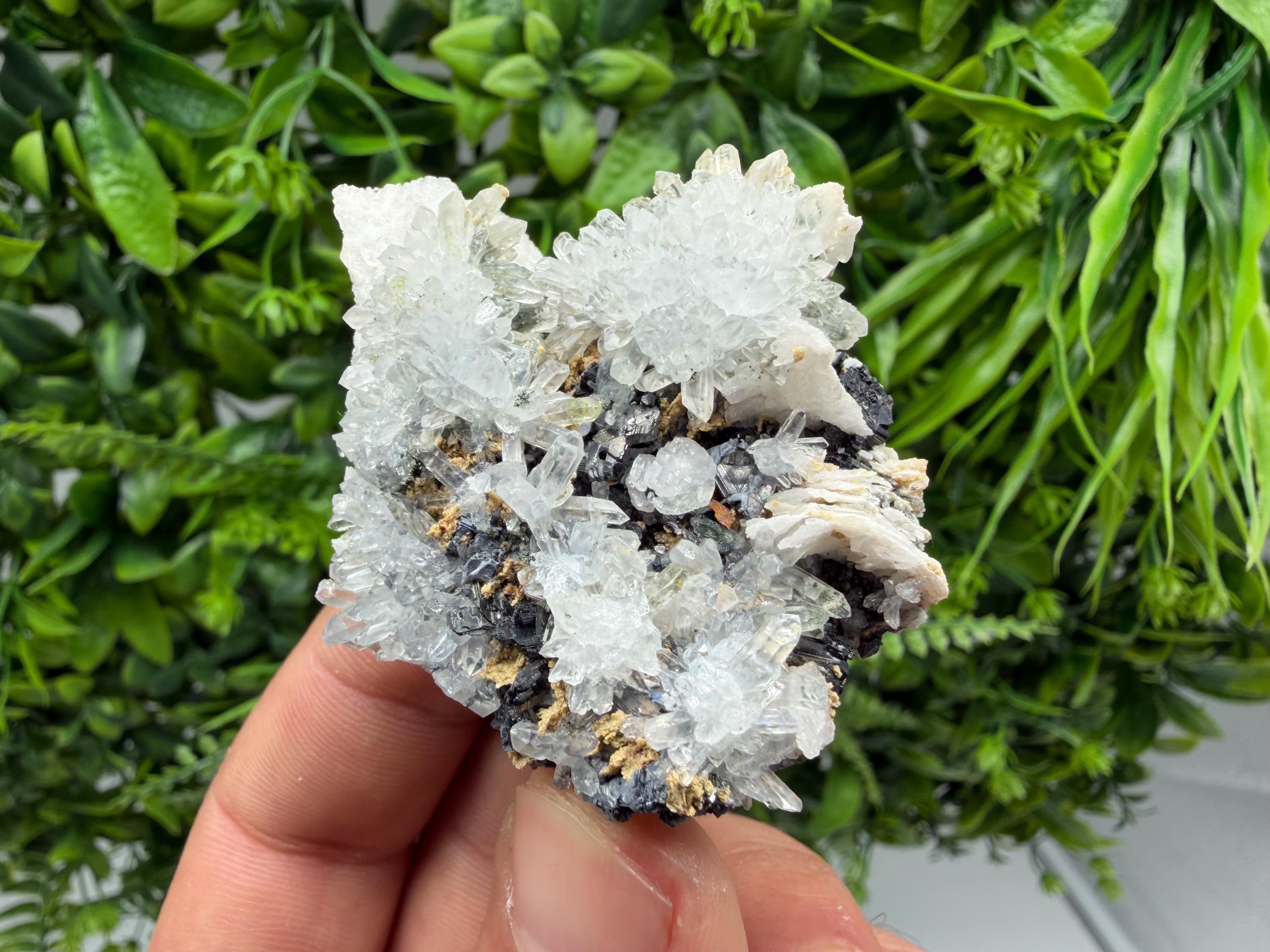 Chalcopyrite Galena Sphalerite Calcite on Quartz, Madan Bulgaria Mineral Specimen