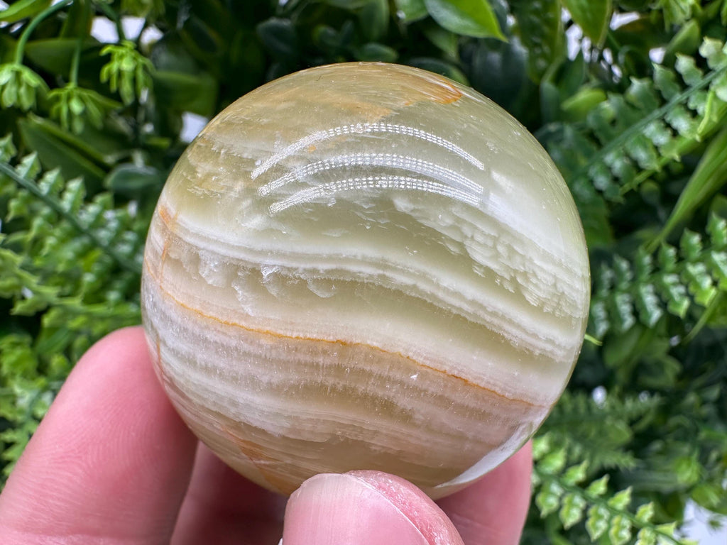 Green Onyx Sphere (5cm): Banded Calcite Healing Crystal