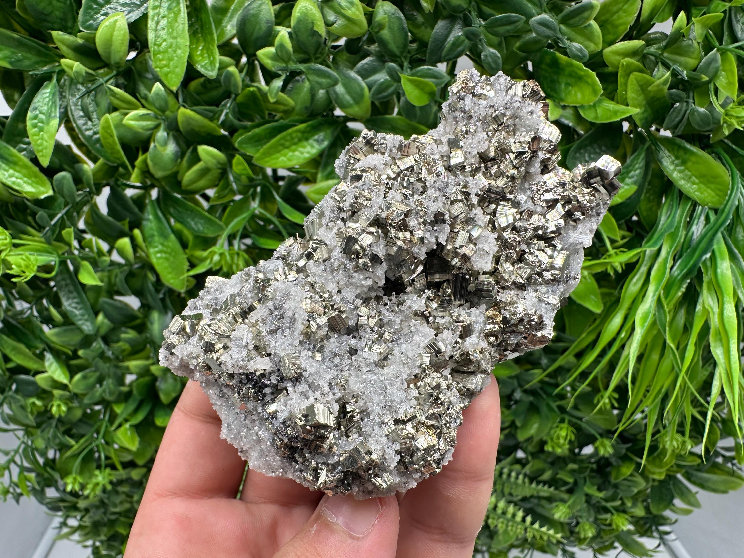 Stunning Pyrite on Quartz,Calcite from Borieva mine,Madan,Bulgaria,natural,collectible mineral specimen,home decor stone,collection crystal