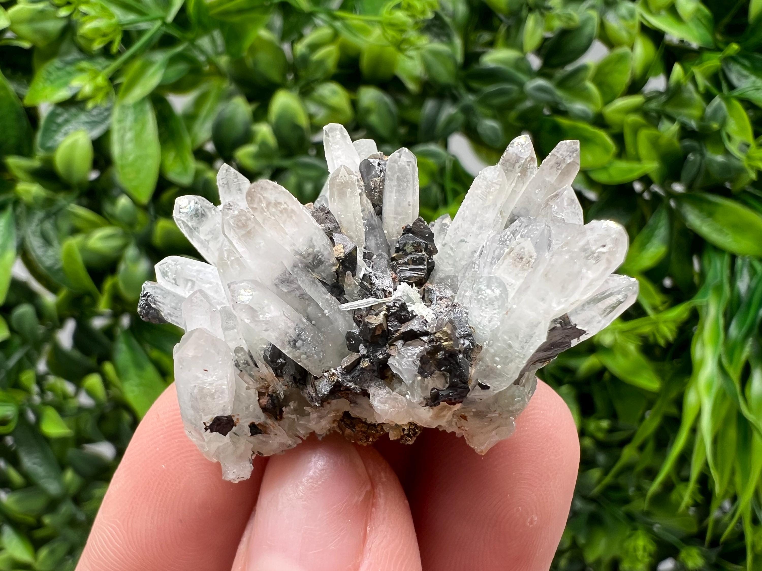 Transparent Quartz,Chlorite,Chalcopyrite Matrix,From Borieva mine,Madan,Bulgaria,Quartz,Quartz crystal,mineral specimen,collection quartz