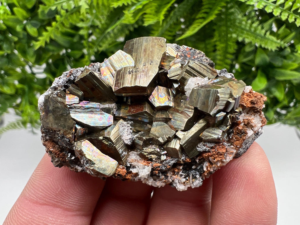 Pyrite with Hematite and Sphalerite on Quartz, Bulgaria Mineral Specimen