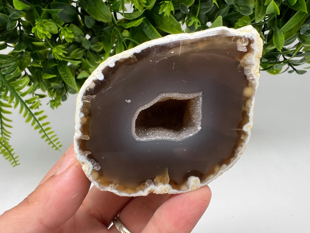 Natural Agate Geode, Druzy Quartz Crystal, Home Decor (287 grams)