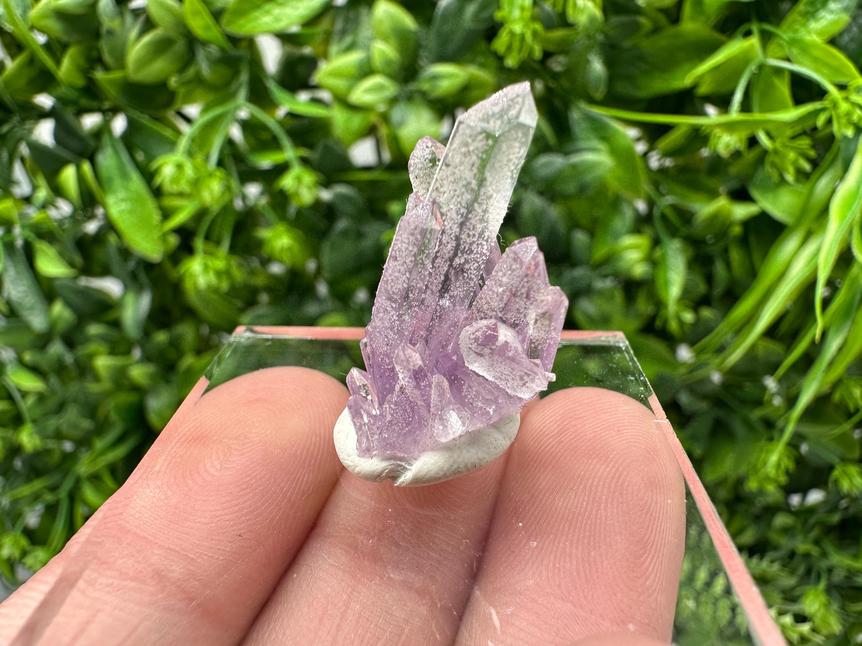 Phantom Amethyst Crystal with Cerussite, Bulgarian Mineral Specimen