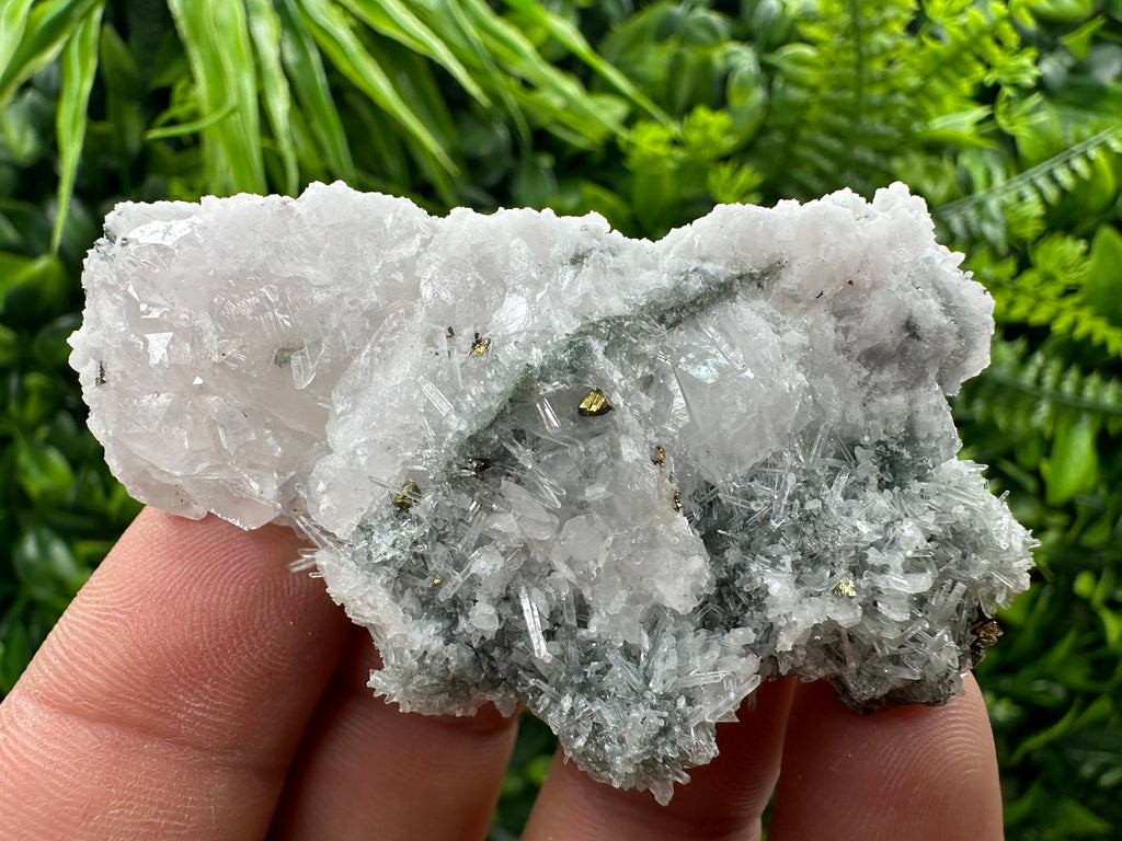 Calcite with Chalcopyrite on Quartz Needles, Borieva Bulgaria