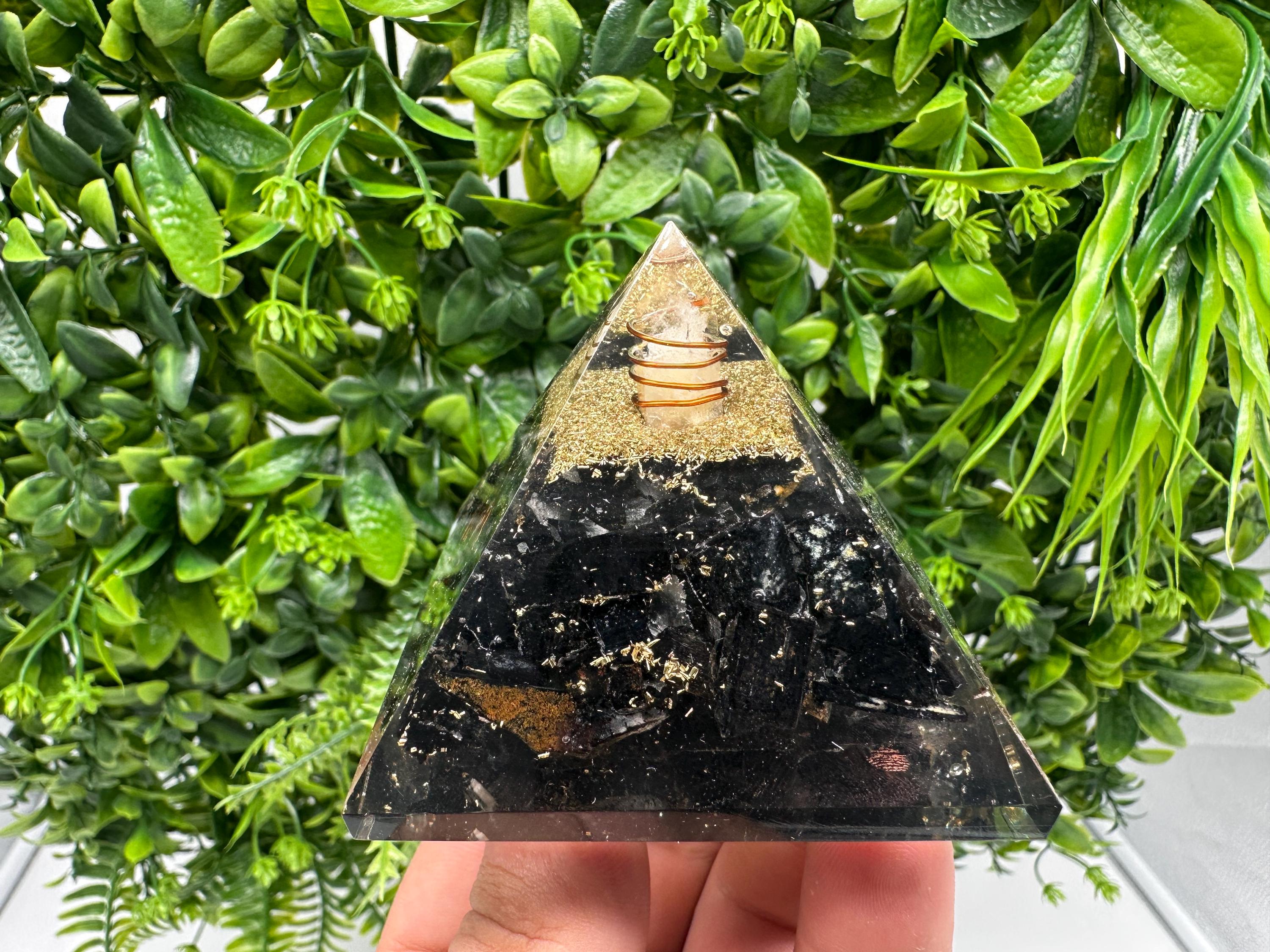 Black Tourmaline Orgonite Pyramid: Handmade Healing Energy Chakra Protection
