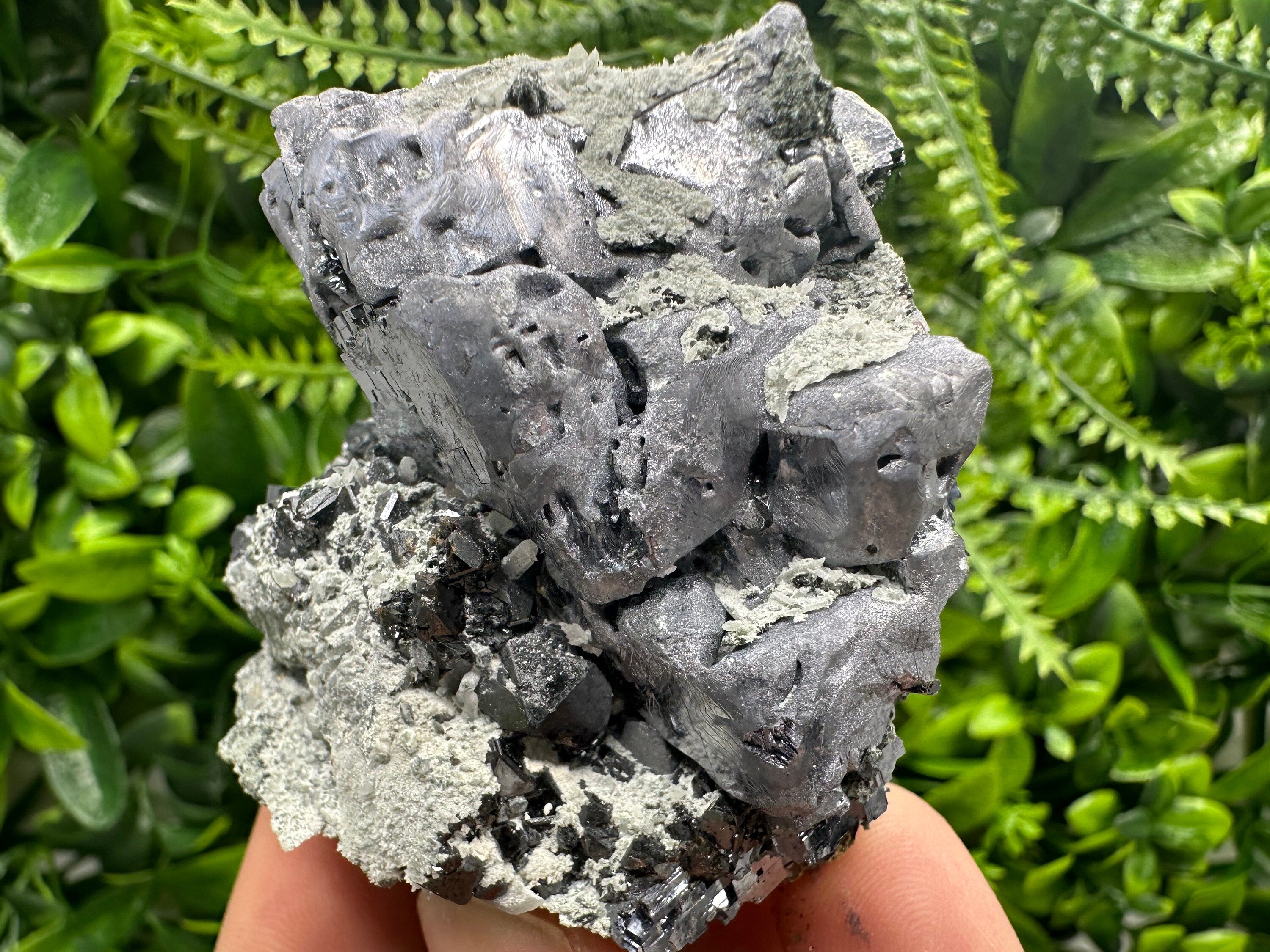 Galena on Sphalerite and Quartz, Borieva Mine Mineral Specimen