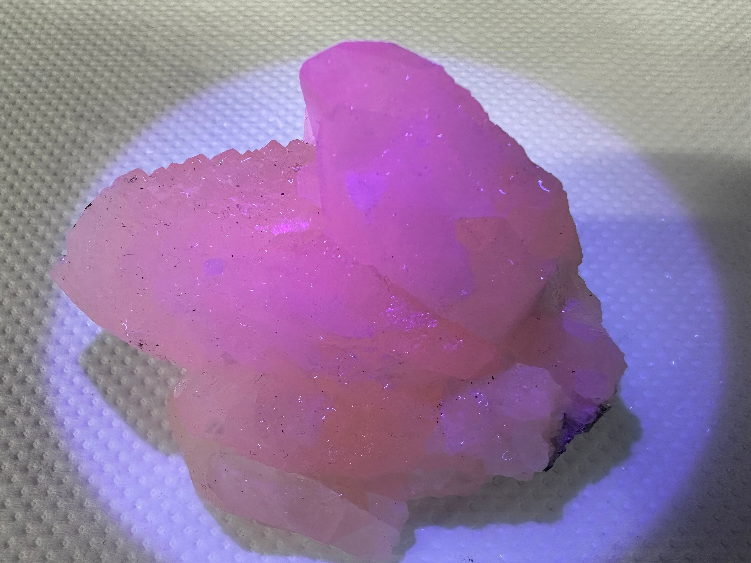 UV Reactive Mangano Calcite Crystal: Androvo Mine, Bulgaria
