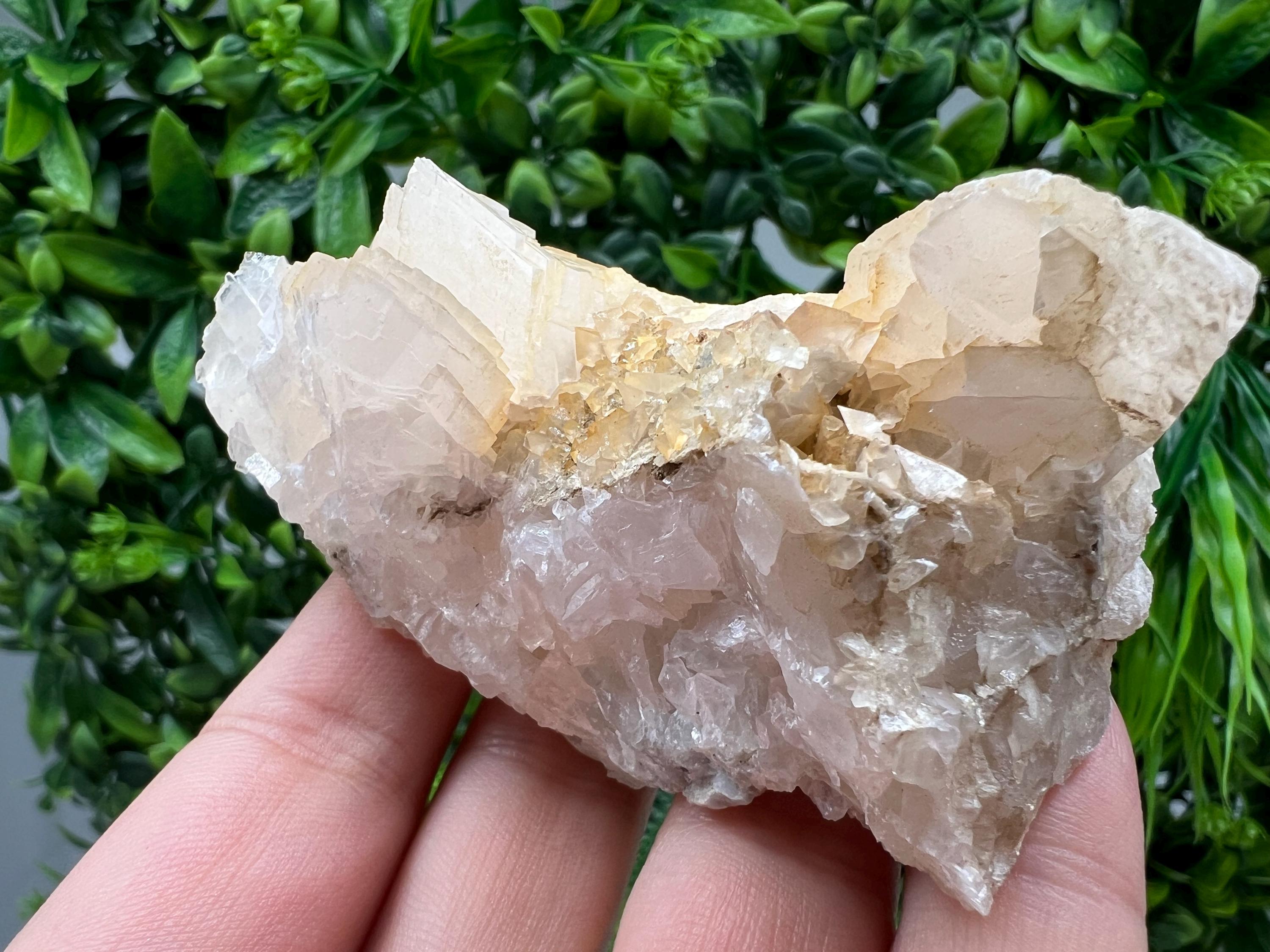 Quartz Crystal with Calcite and Chlorite: Borieva Mine, Bulgaria