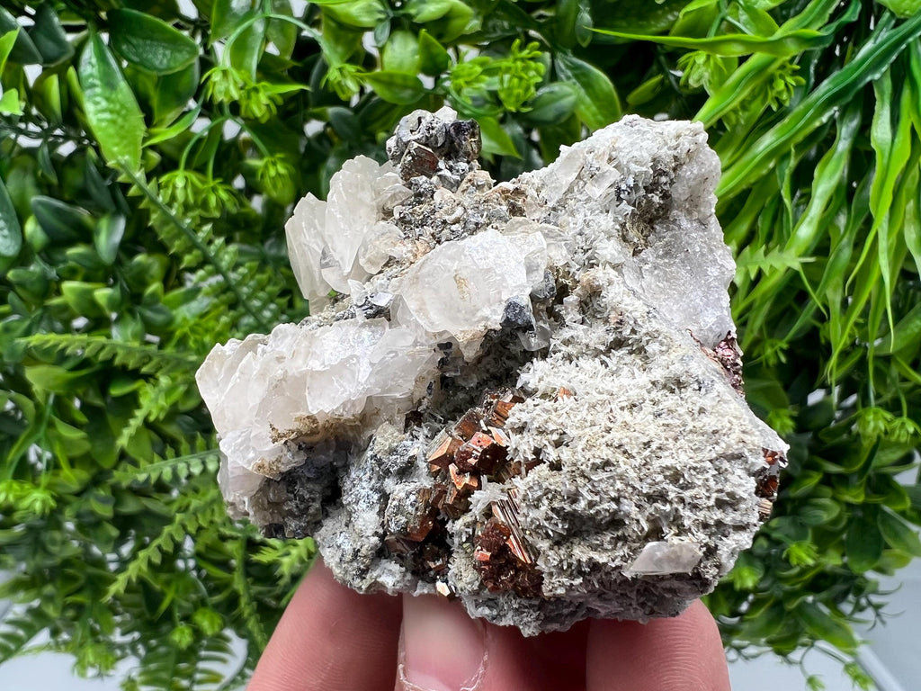 Wonderful Red Pyrite,Calcite on Quartz from Borieva mine,Madan,Bulgaria,natural,collectible mineral specimen,home decor stone,gift minerals