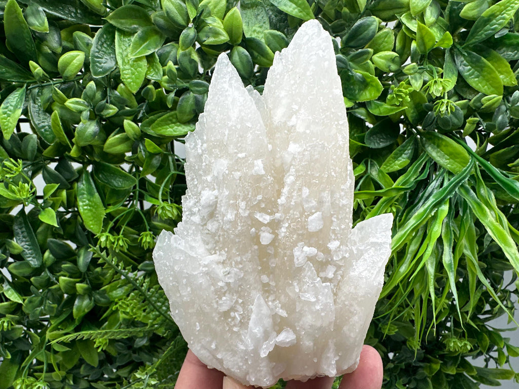 Calcite on Green Quartz: Rare Healing Crystal from Bulgaria