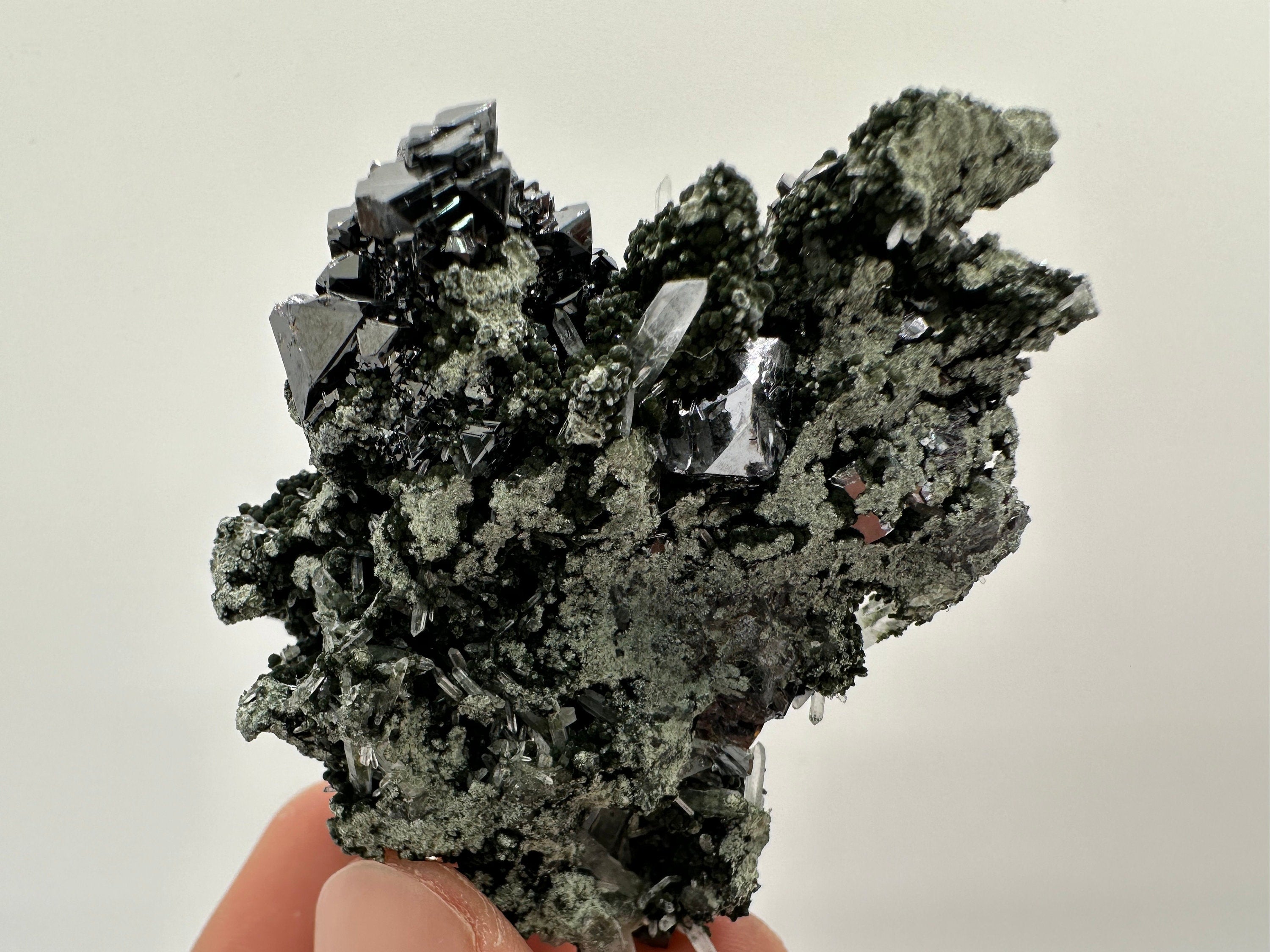 Sphalerite on Quartz Cluster, Natural Mineral Specimen, Home Decor Stone