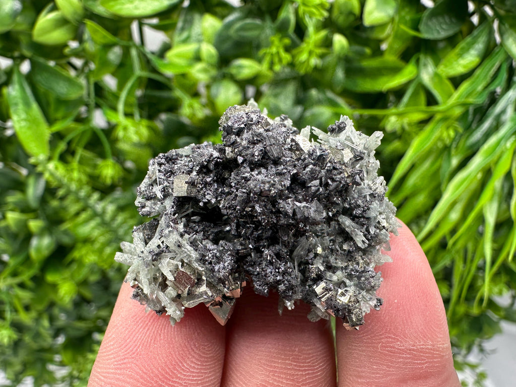 Pyrite Sphalerite on Green Quartz, Bulgaria Mineral Specimen