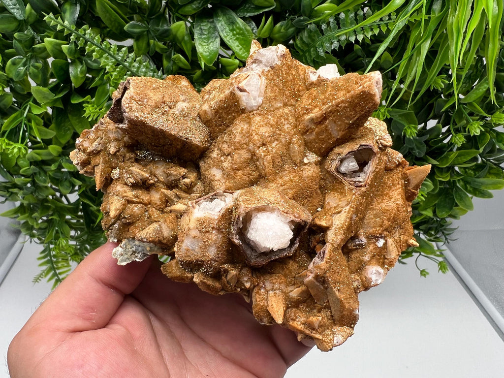 Stunning Brown Rhodochrosite on Calcite,Chalcedony,from Djurcovo mine,Bulgaria,natural collection mineral specimen,home decor crystal,gift
