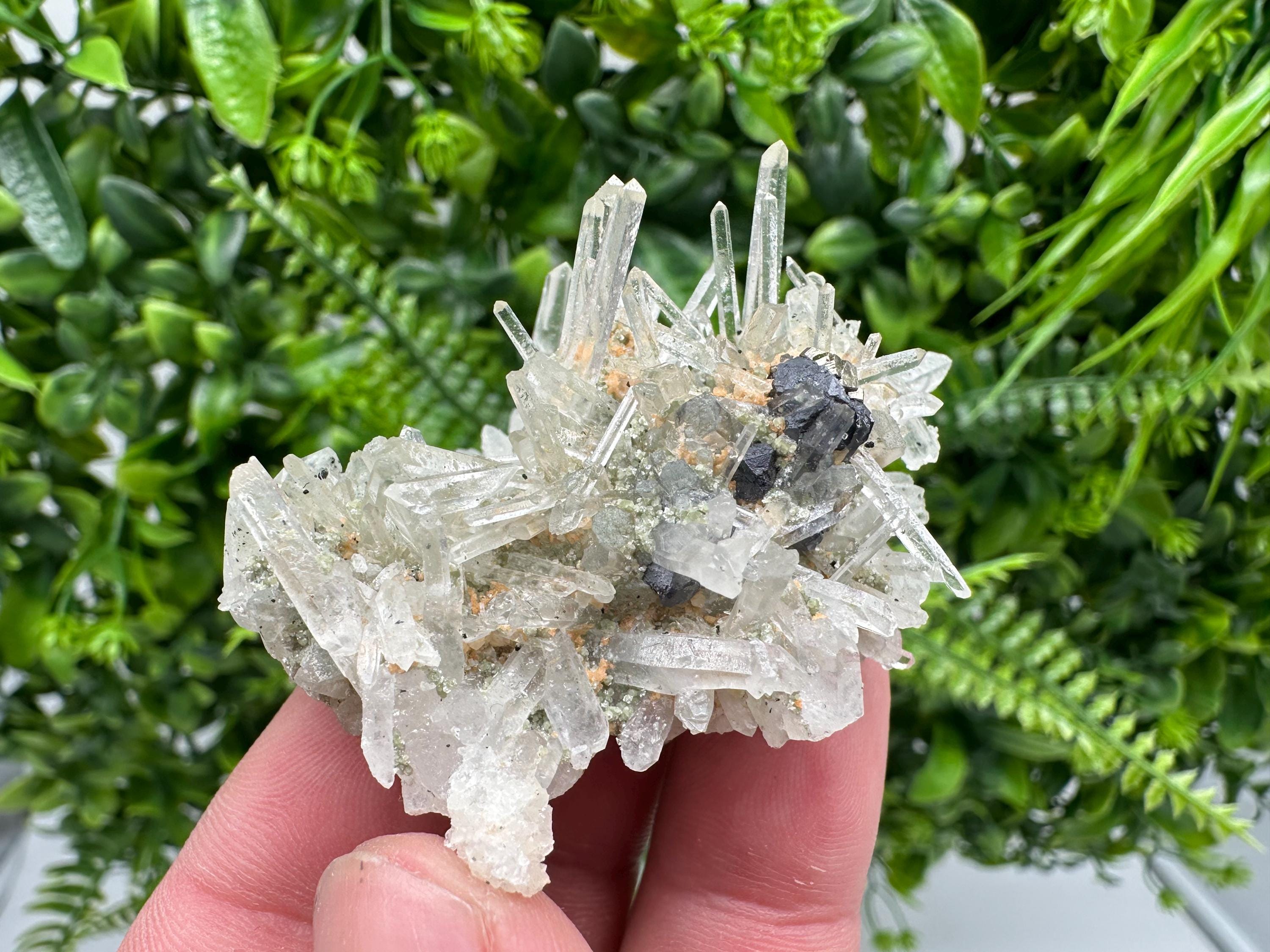 Quartz with Epidote Mineral Specimen, Borieva Mine, Bulgaria