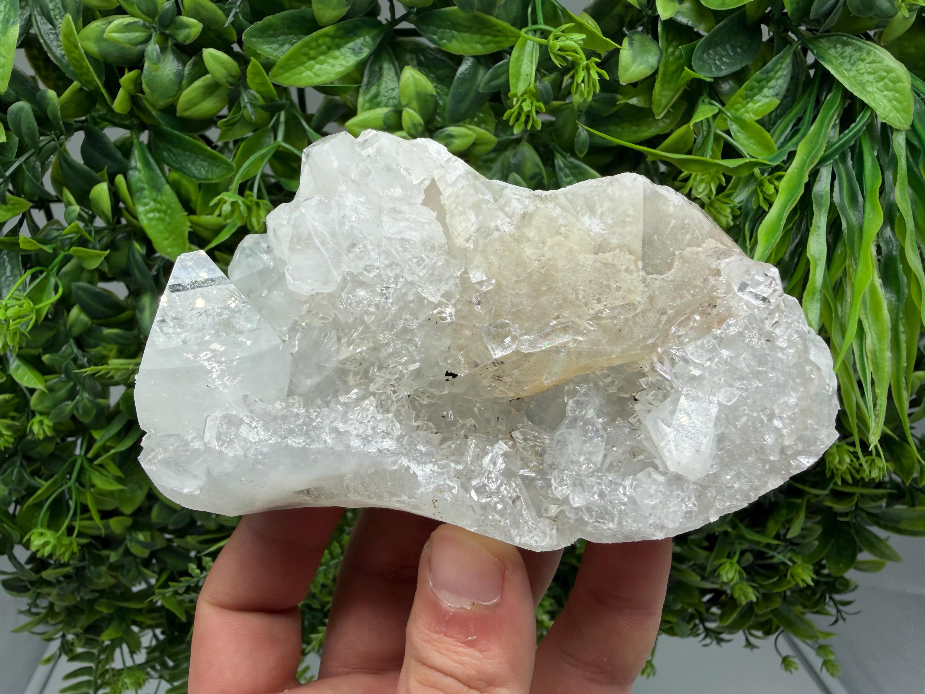 Apophyllite on Chalcedony Specimen, India Minerals, Crystal Collection