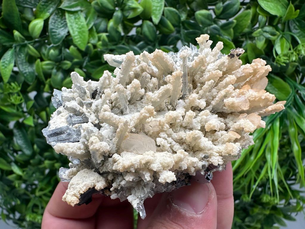 Quartz with Calcite Cluster: Krushev Dol Mine, Bulgaria