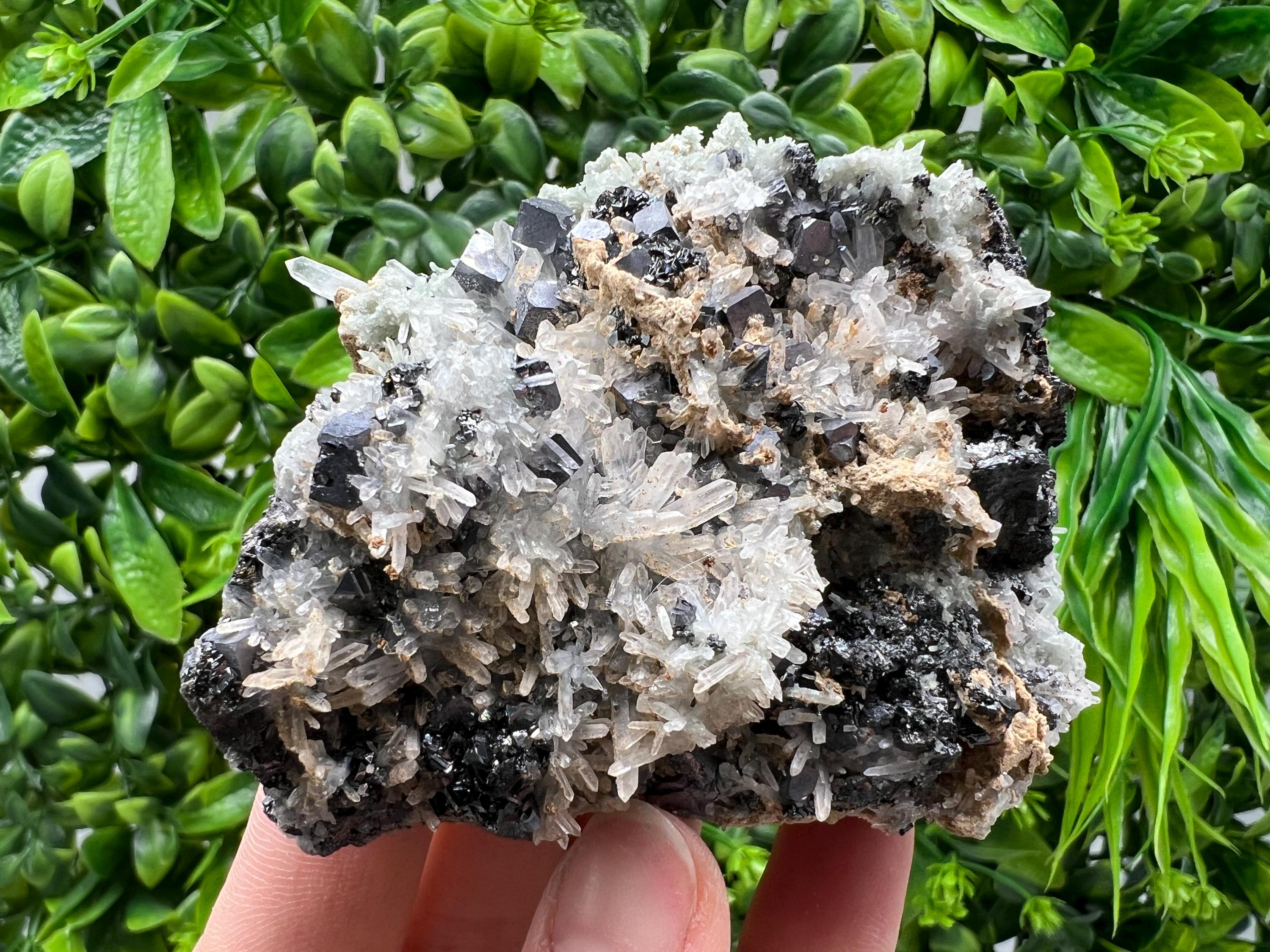 Aesthetic Natural shiny Galena whit Siderite and Quartz from 9 th September mine,Bulgaria,collection specimen,rare galena,Galena cluster